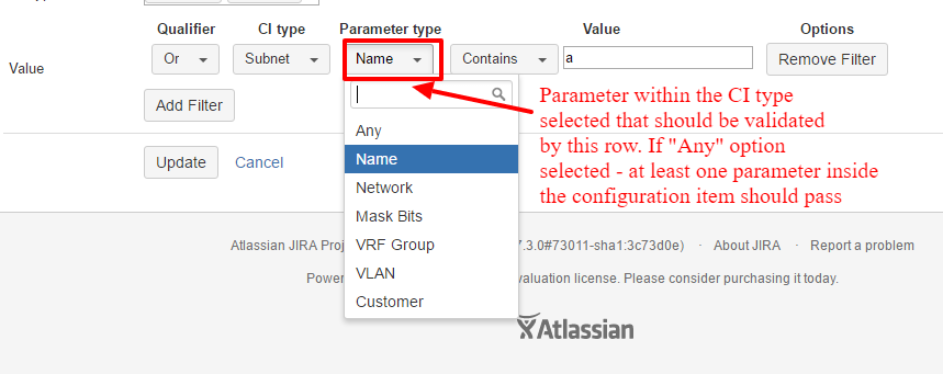 Filter parameter