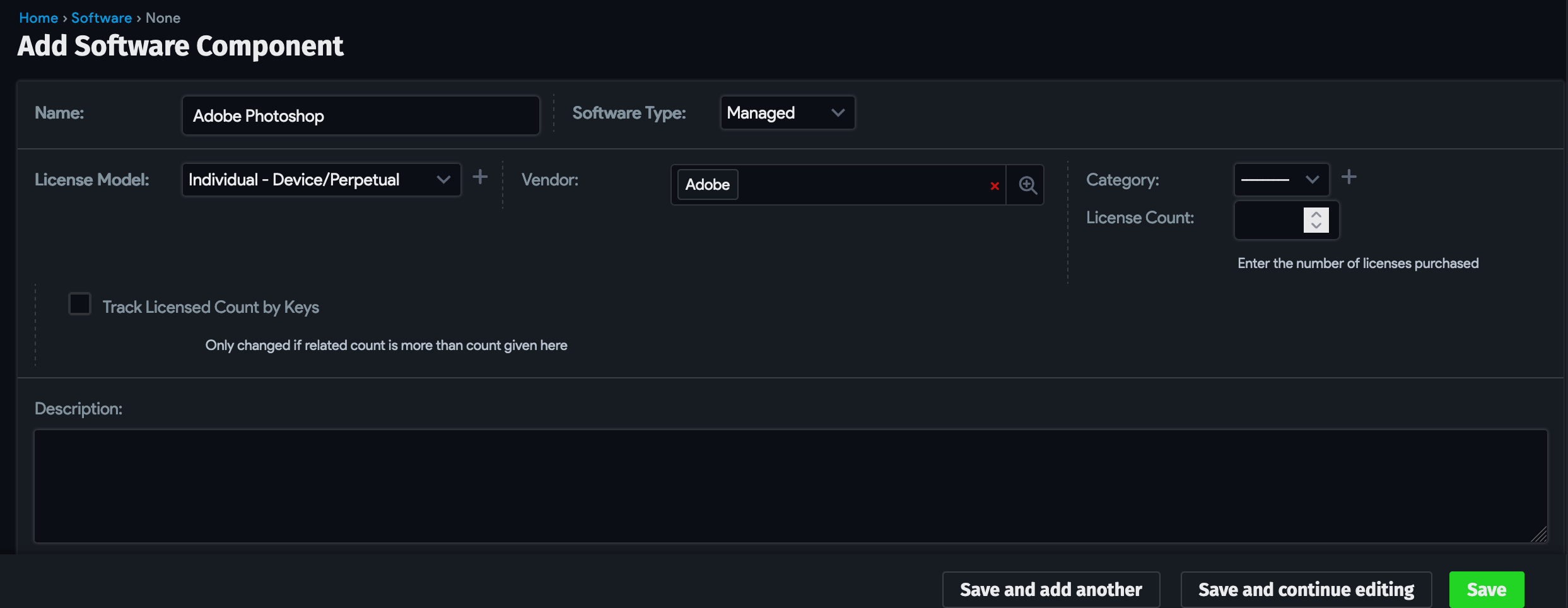Add software component