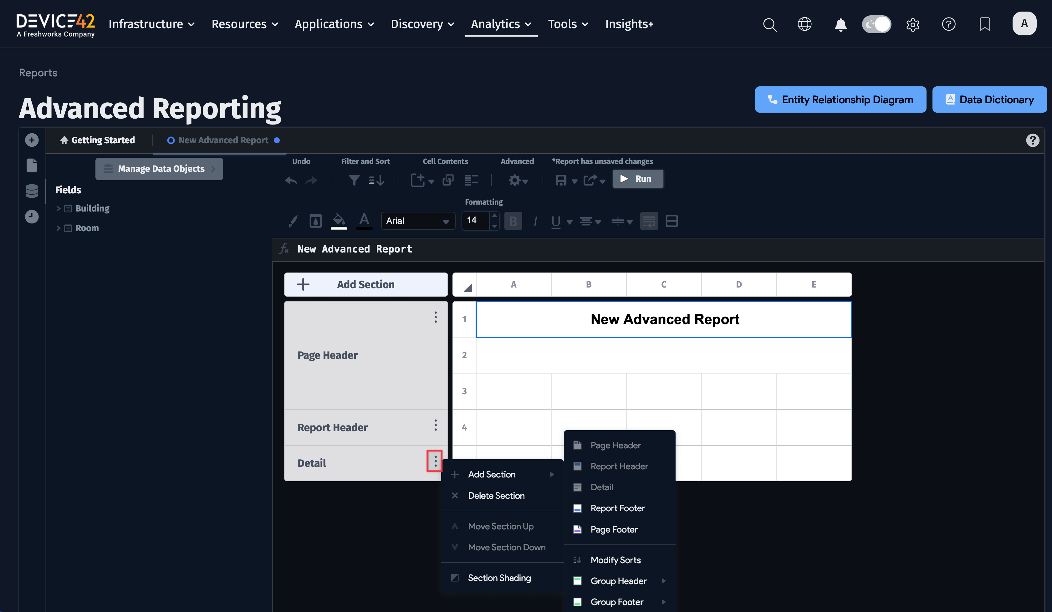 Configure report layout