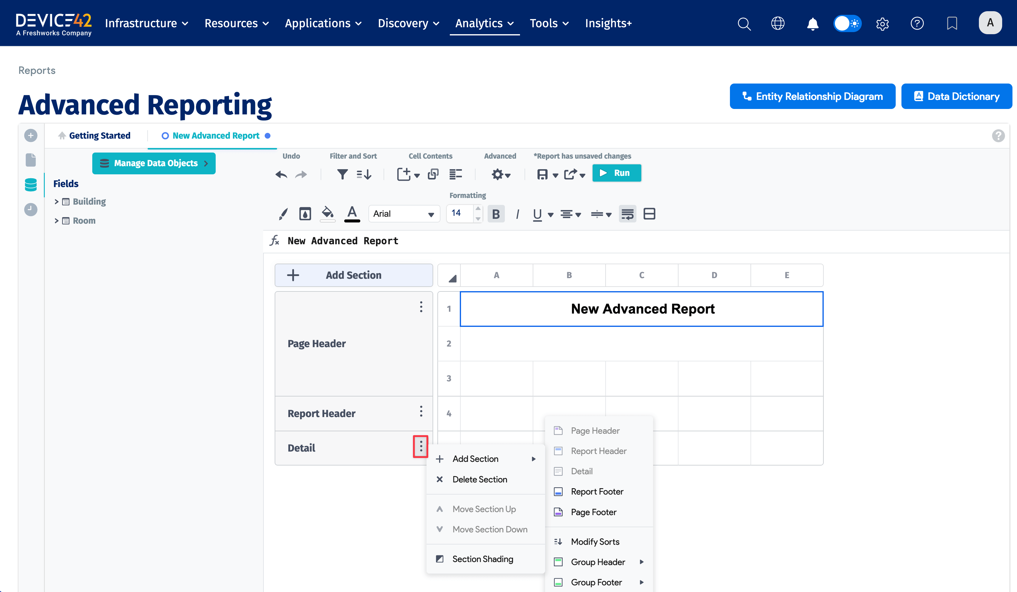 Configure report layout