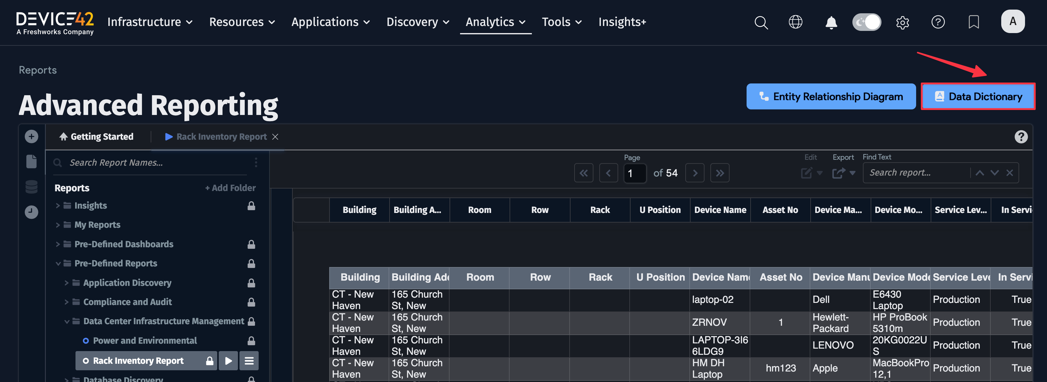 Data Dictionary button