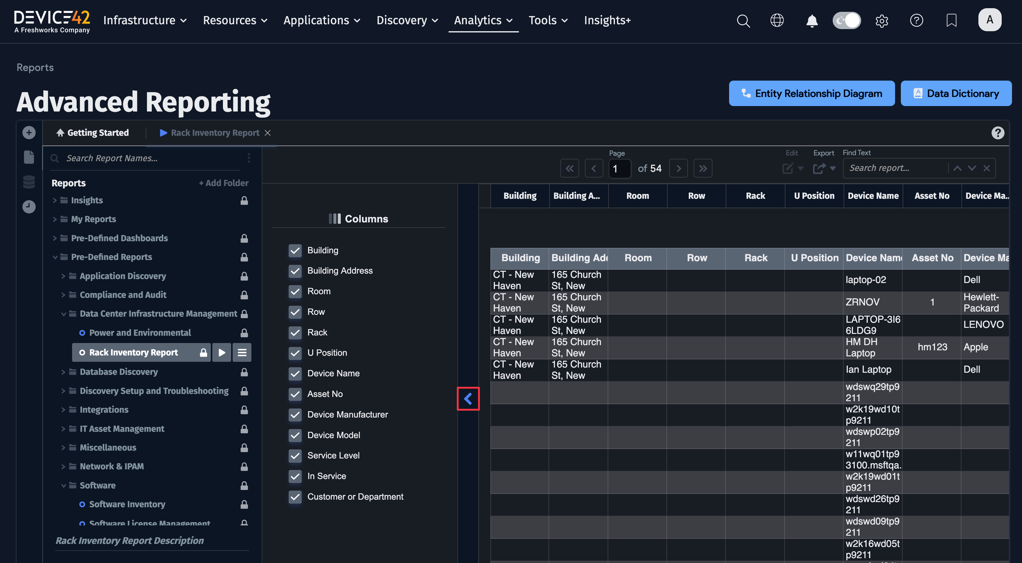 Toggle columns