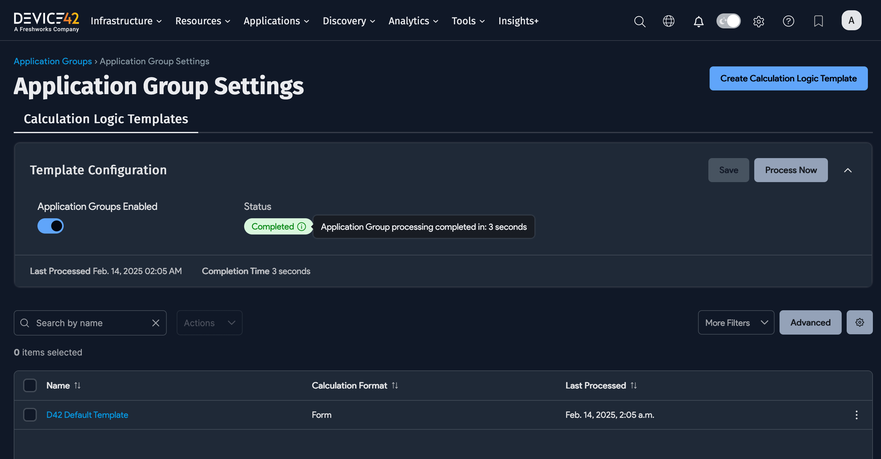 Settings page