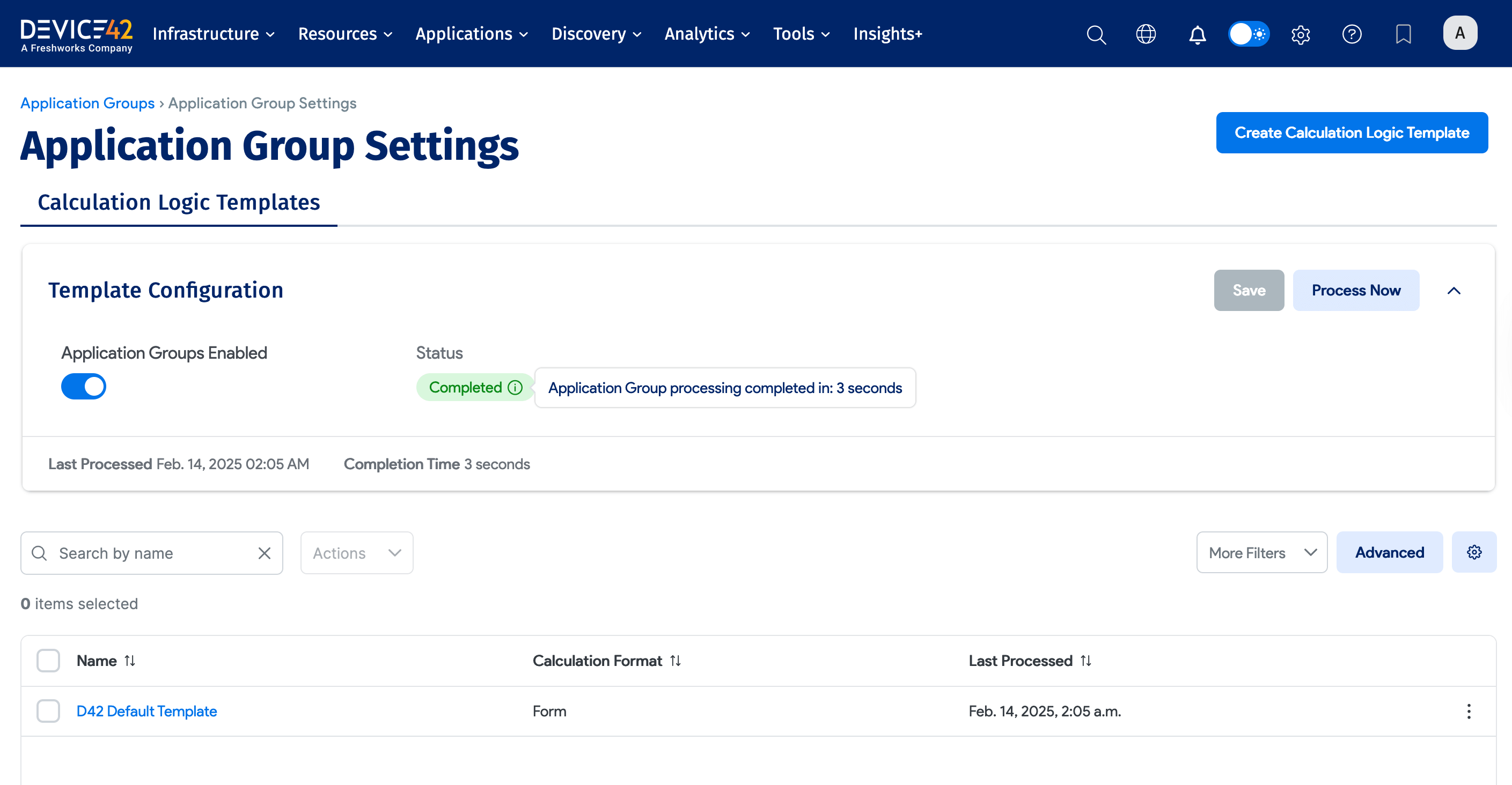 Settings page