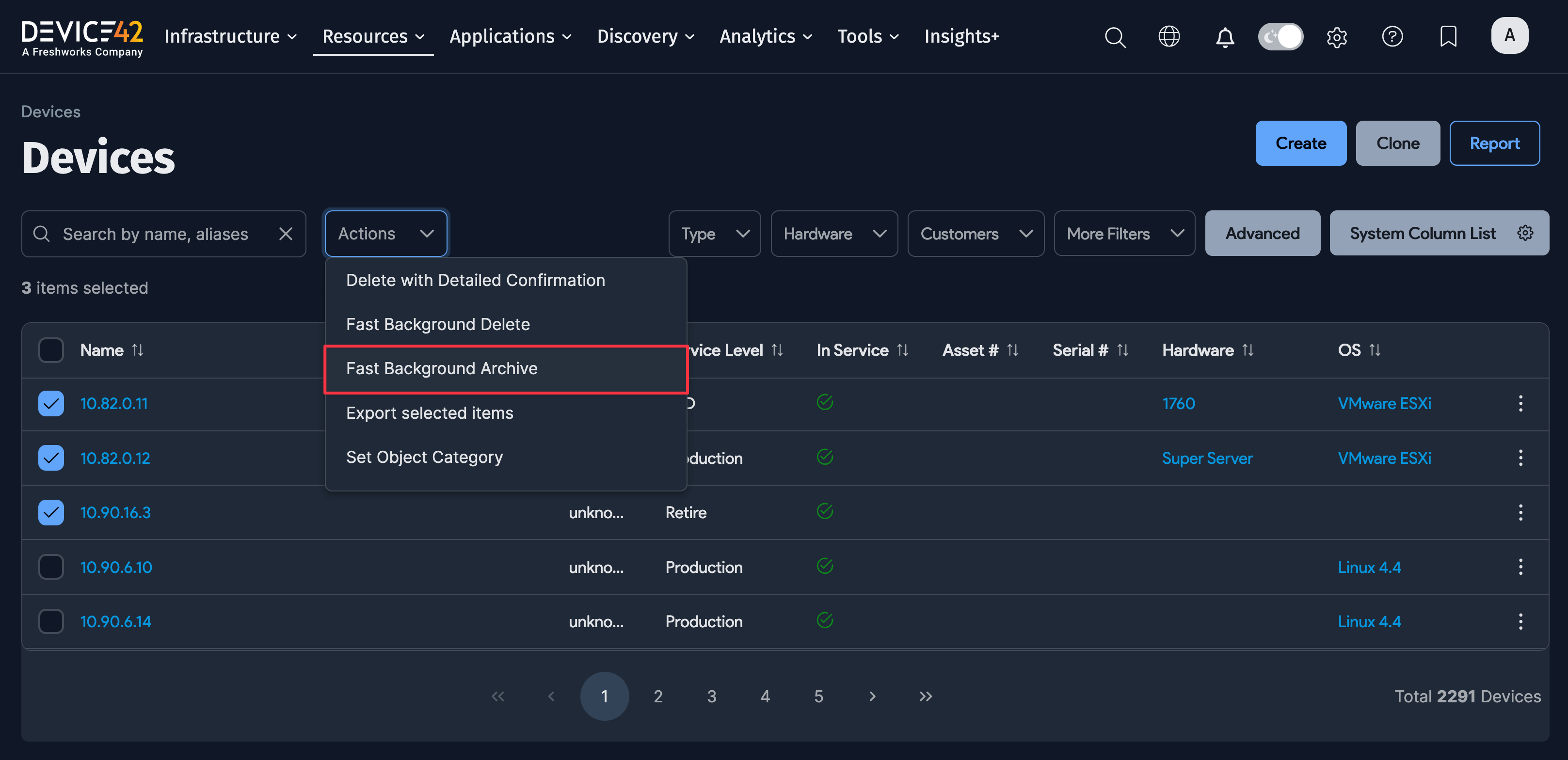 Bulk archive option