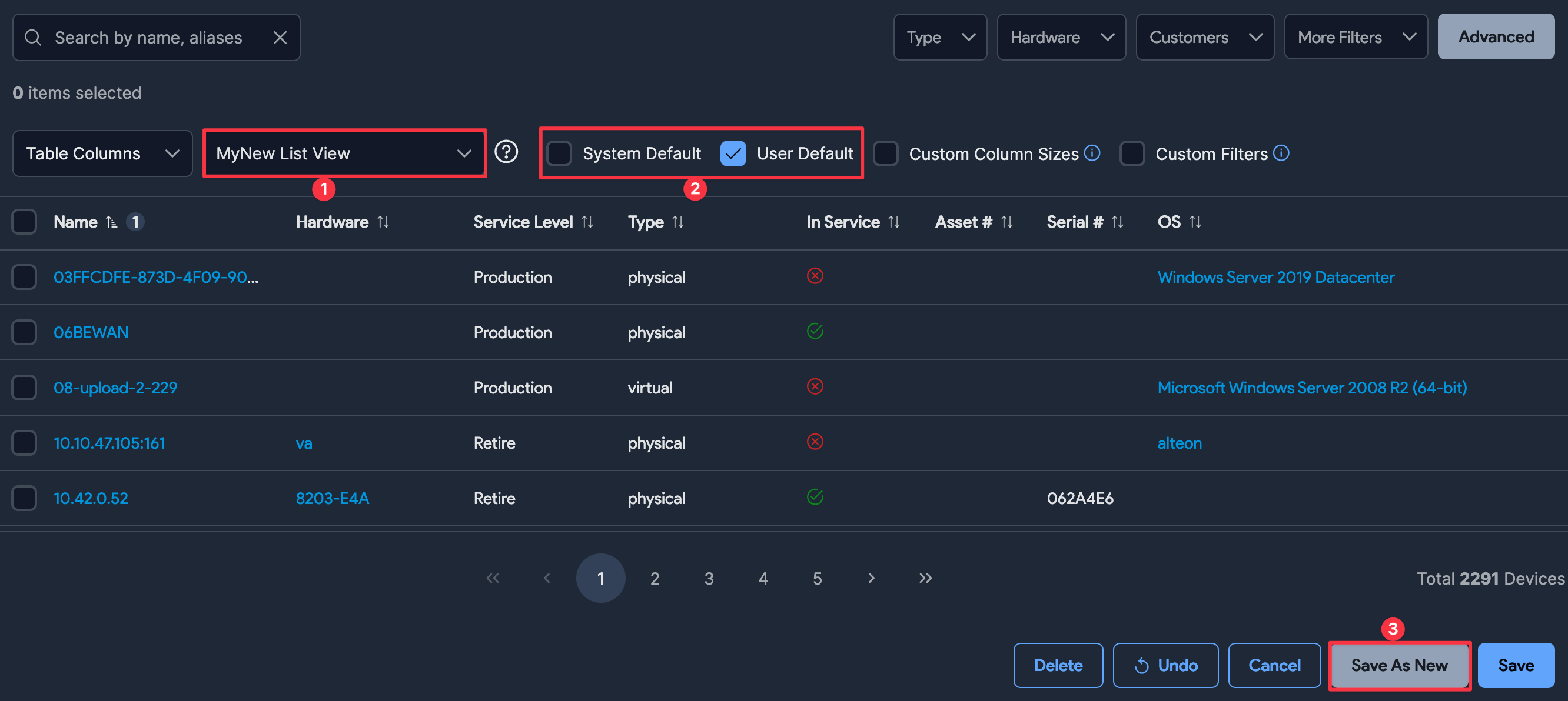 Save column view