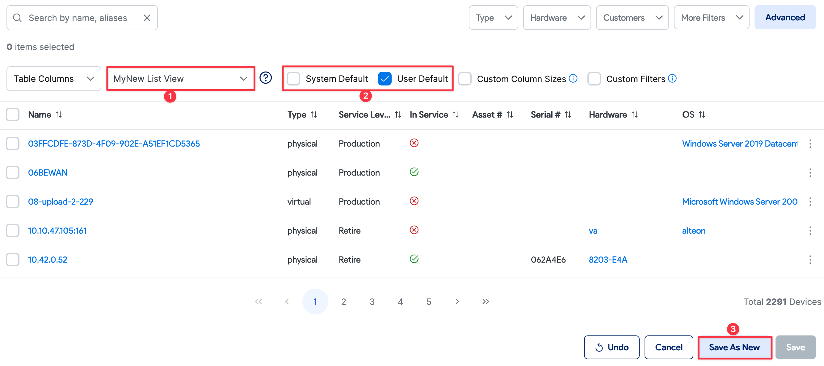 Save column view