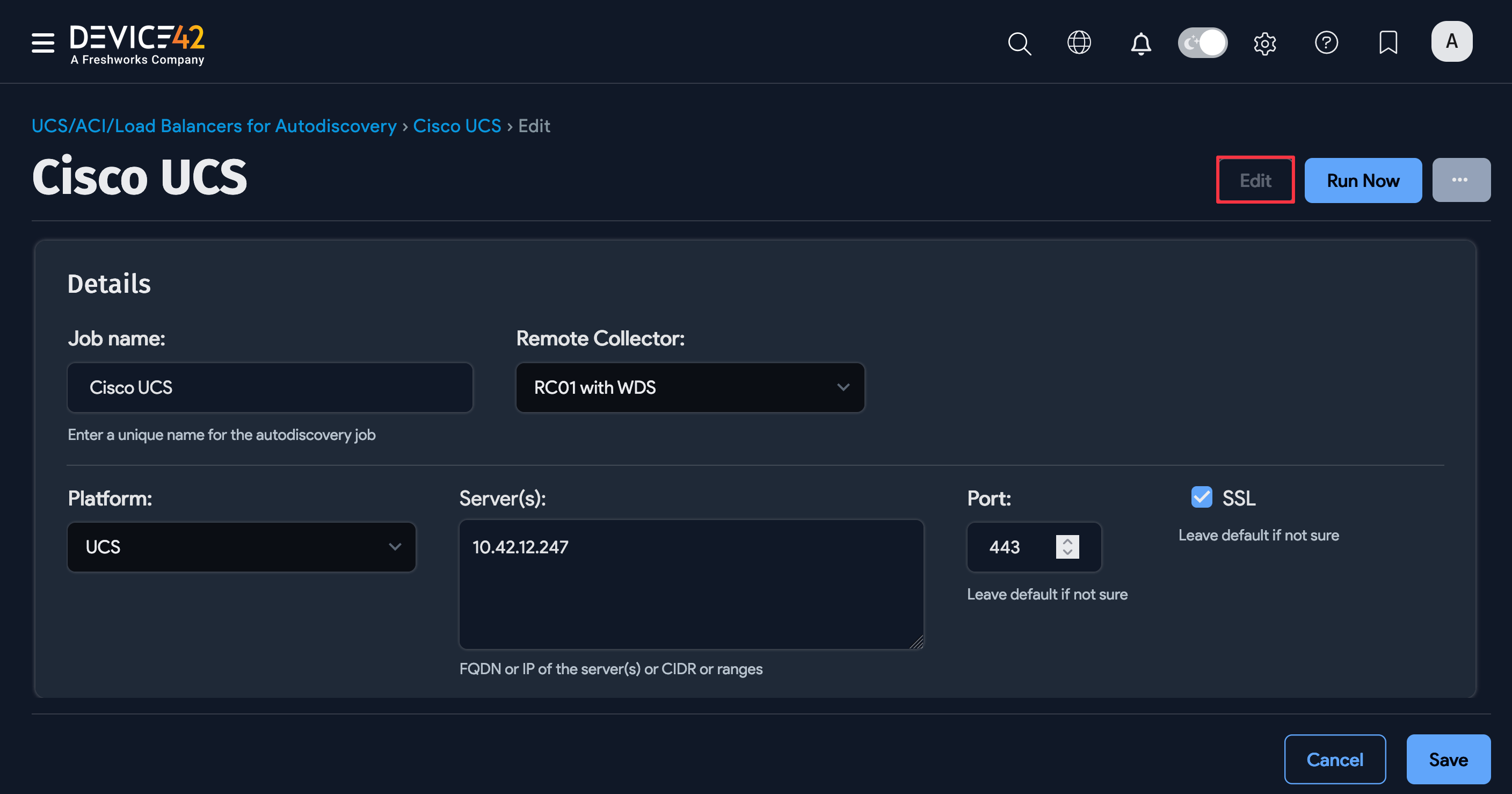 Edit existing job