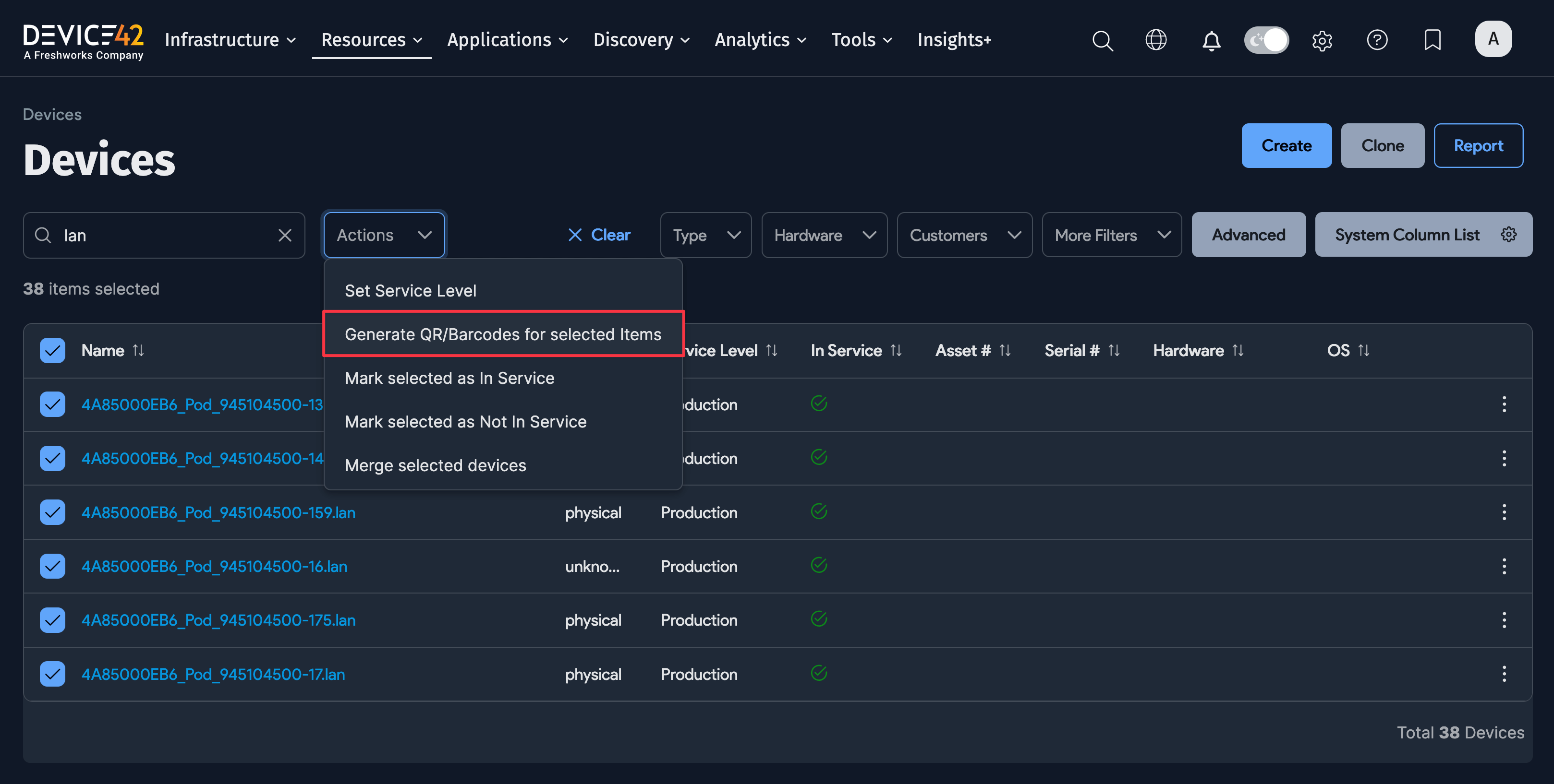 Generate QR codes action