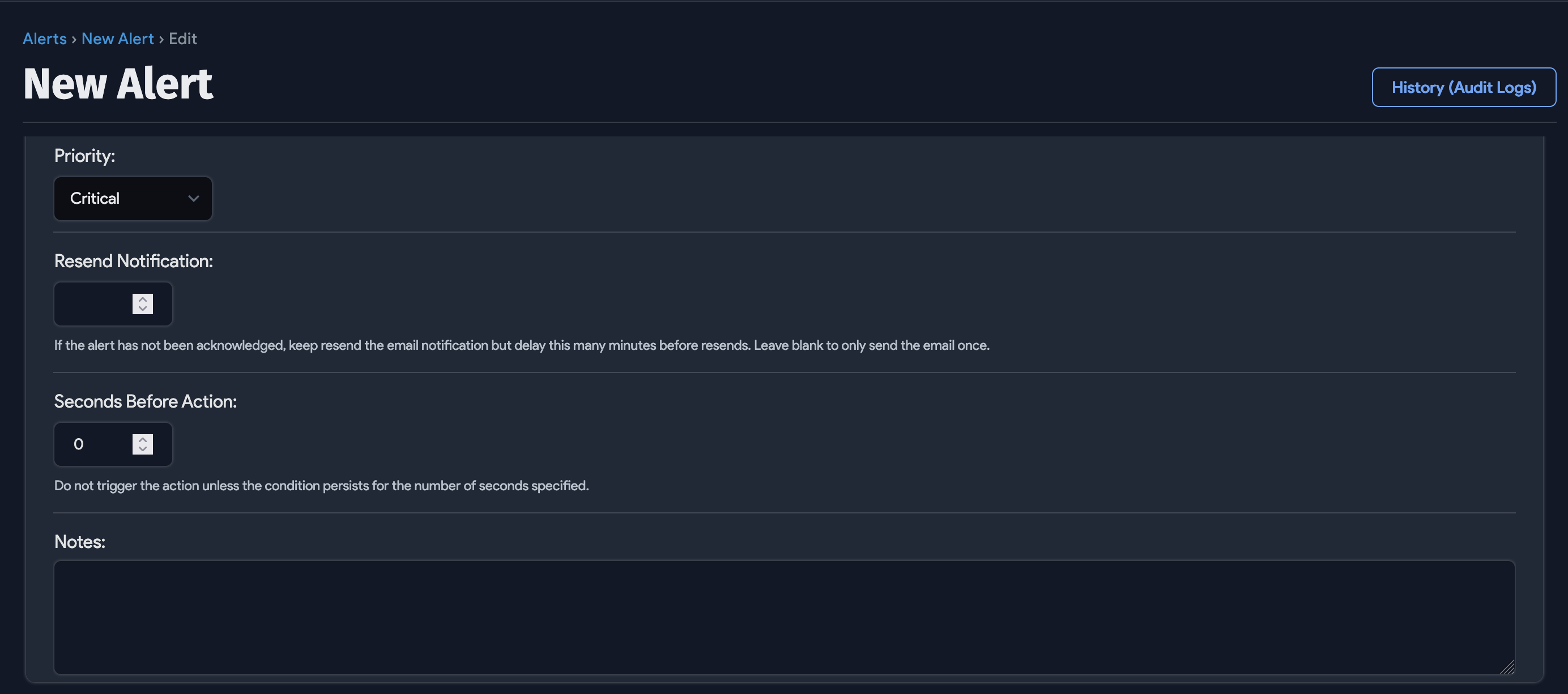 Alert options
