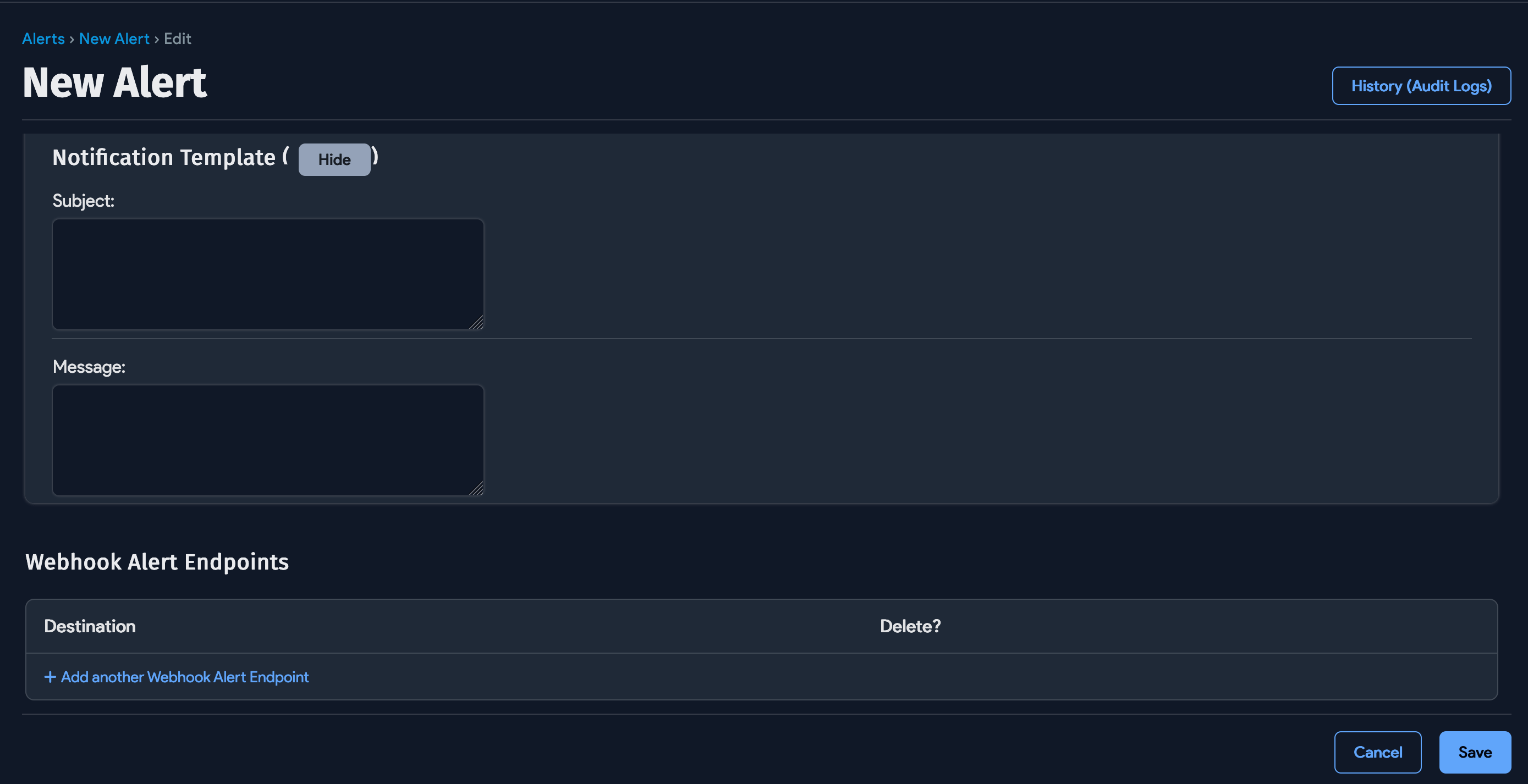 Alert options