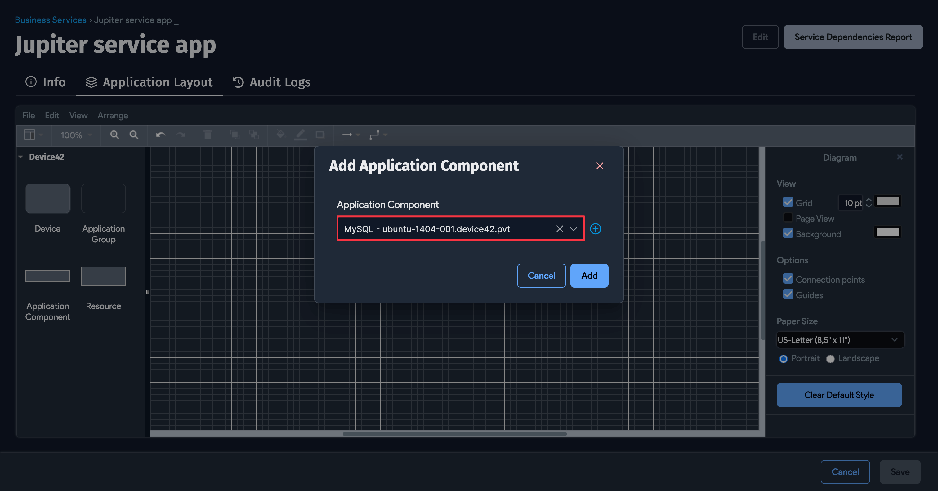 Application Component add box