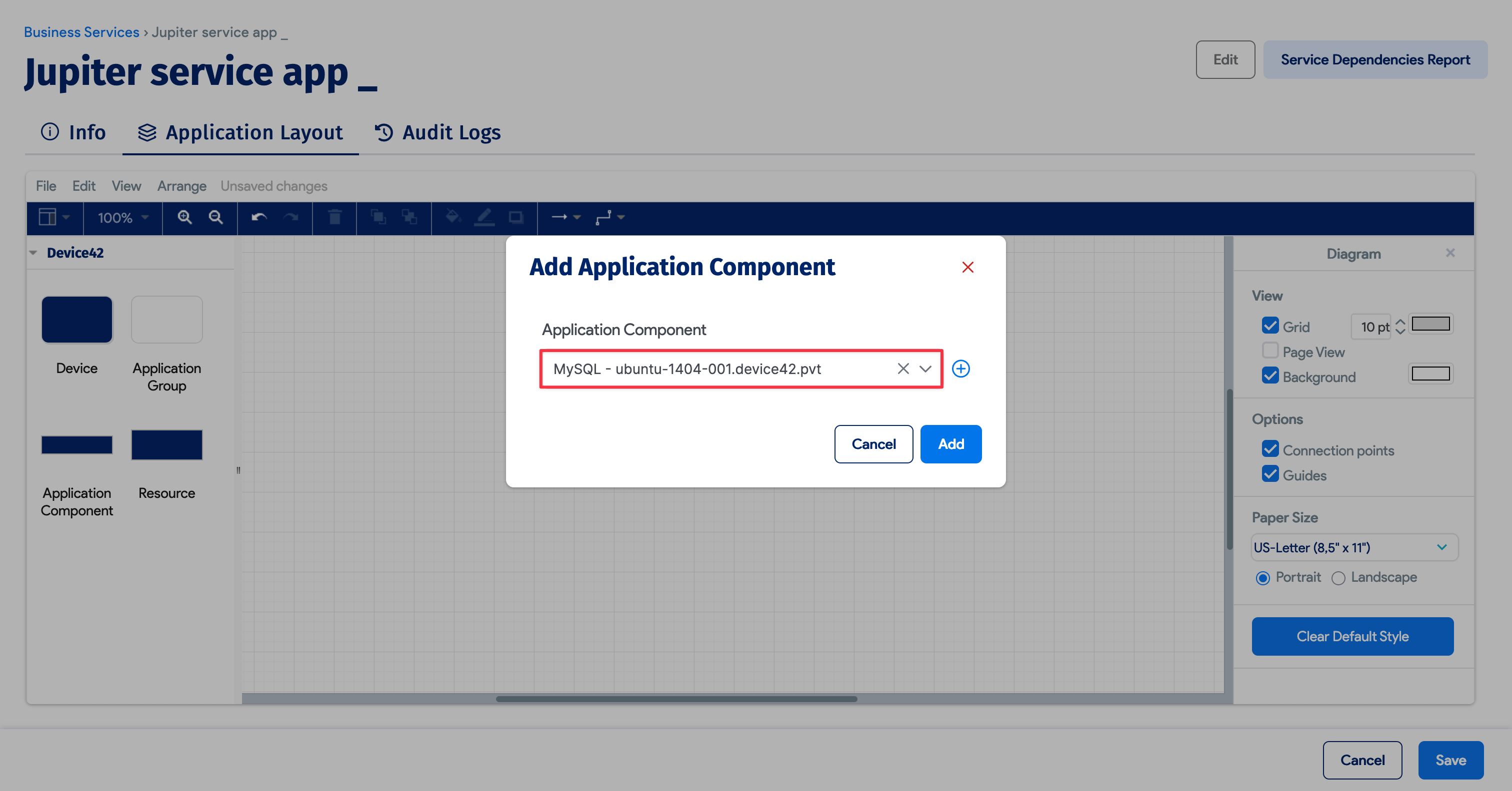 Application Component add box