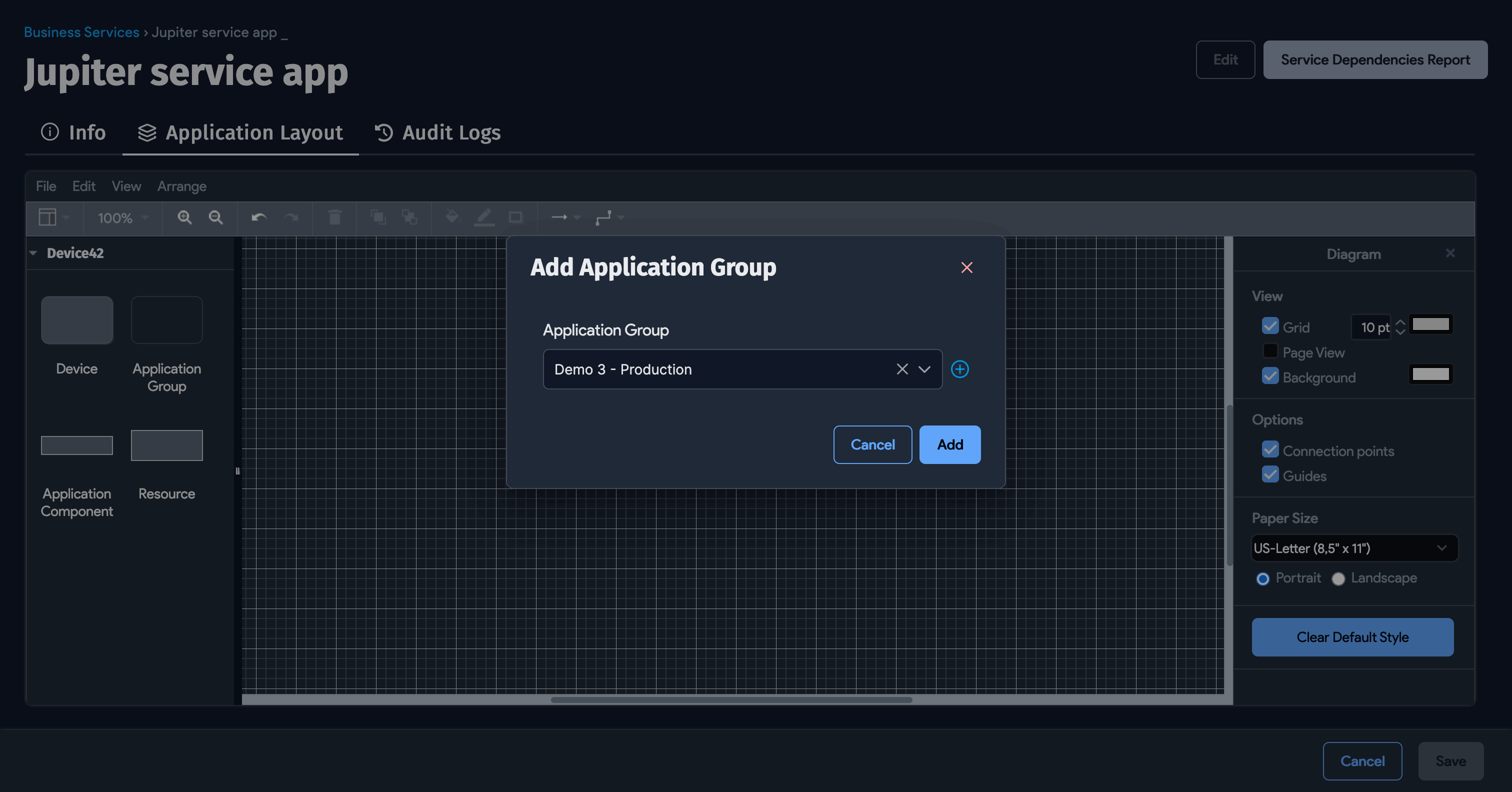 Application Group add box