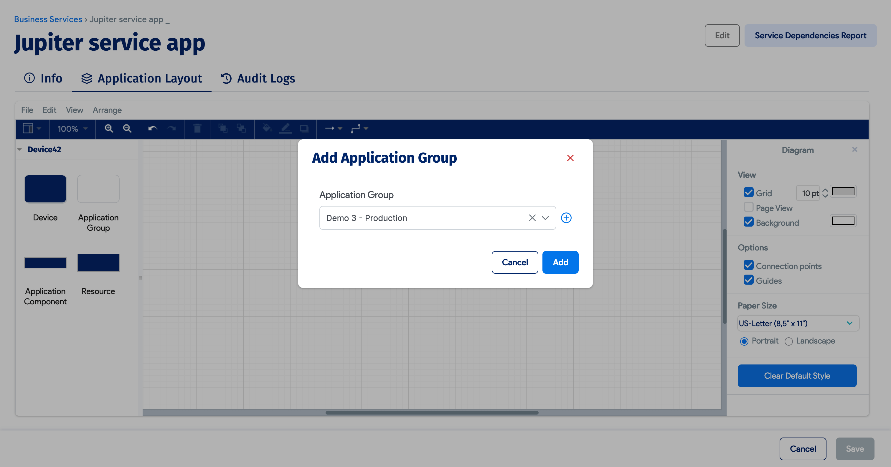 Application Group add box