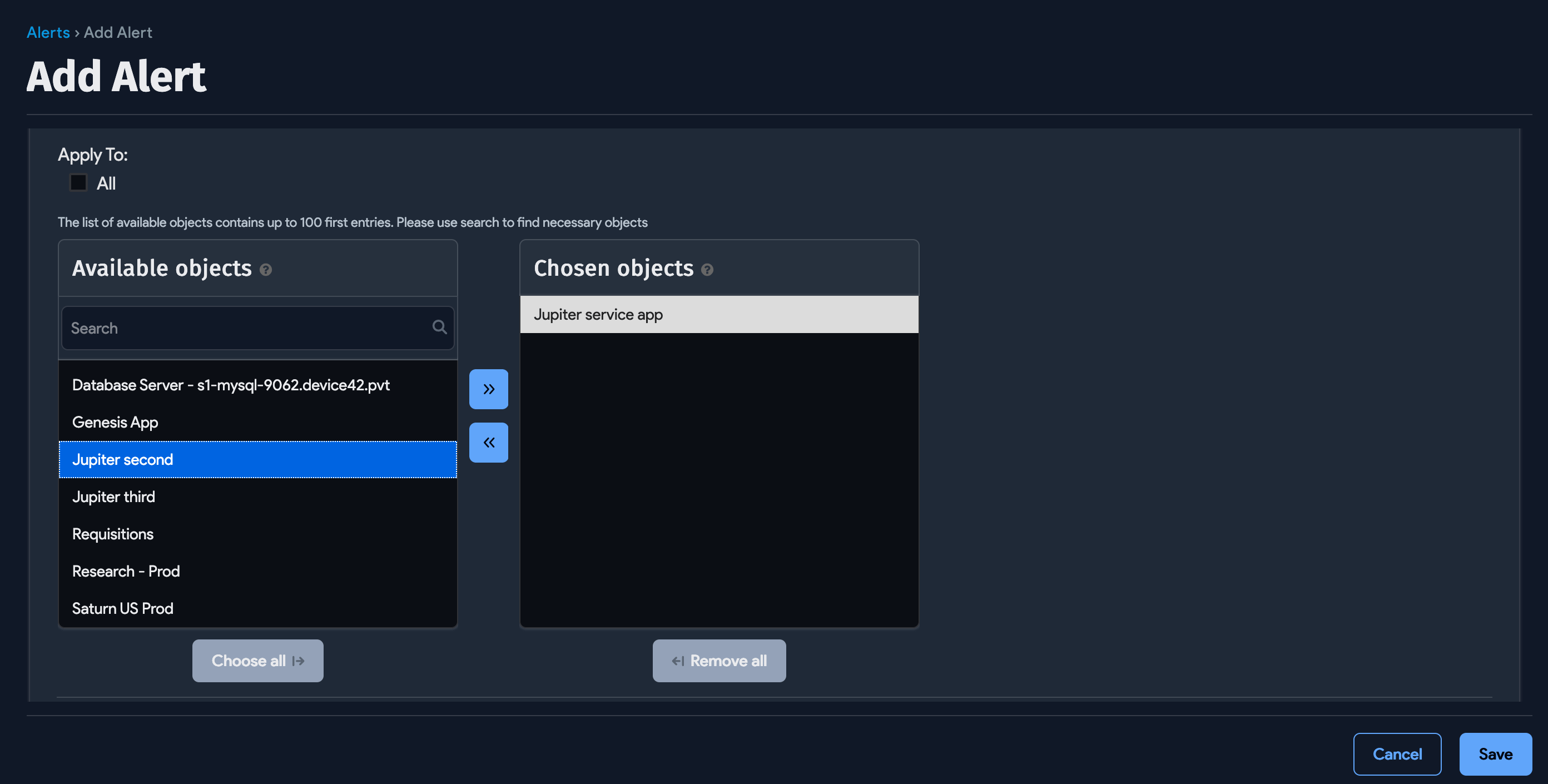 Choose objects