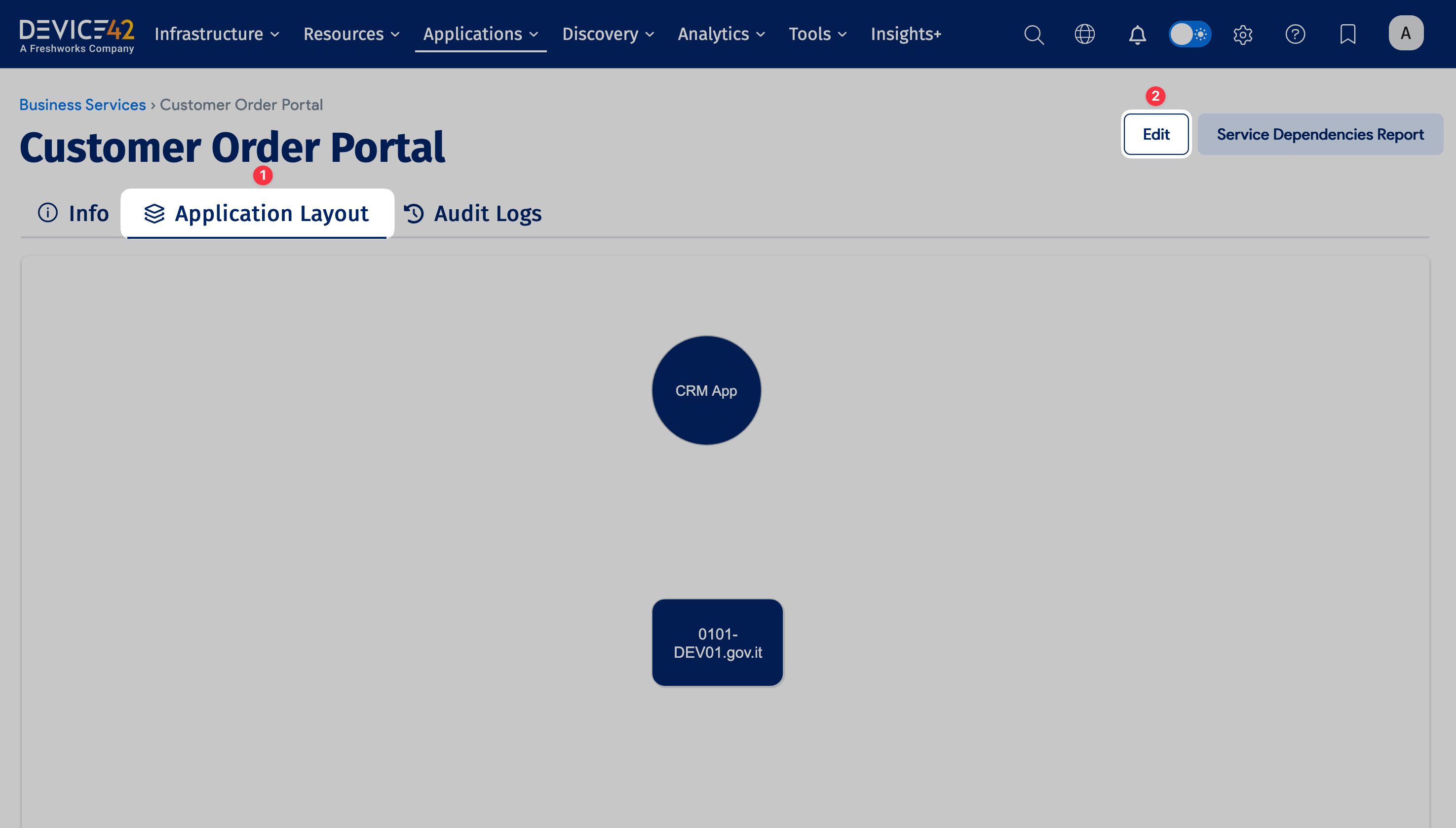 View Application Layout button