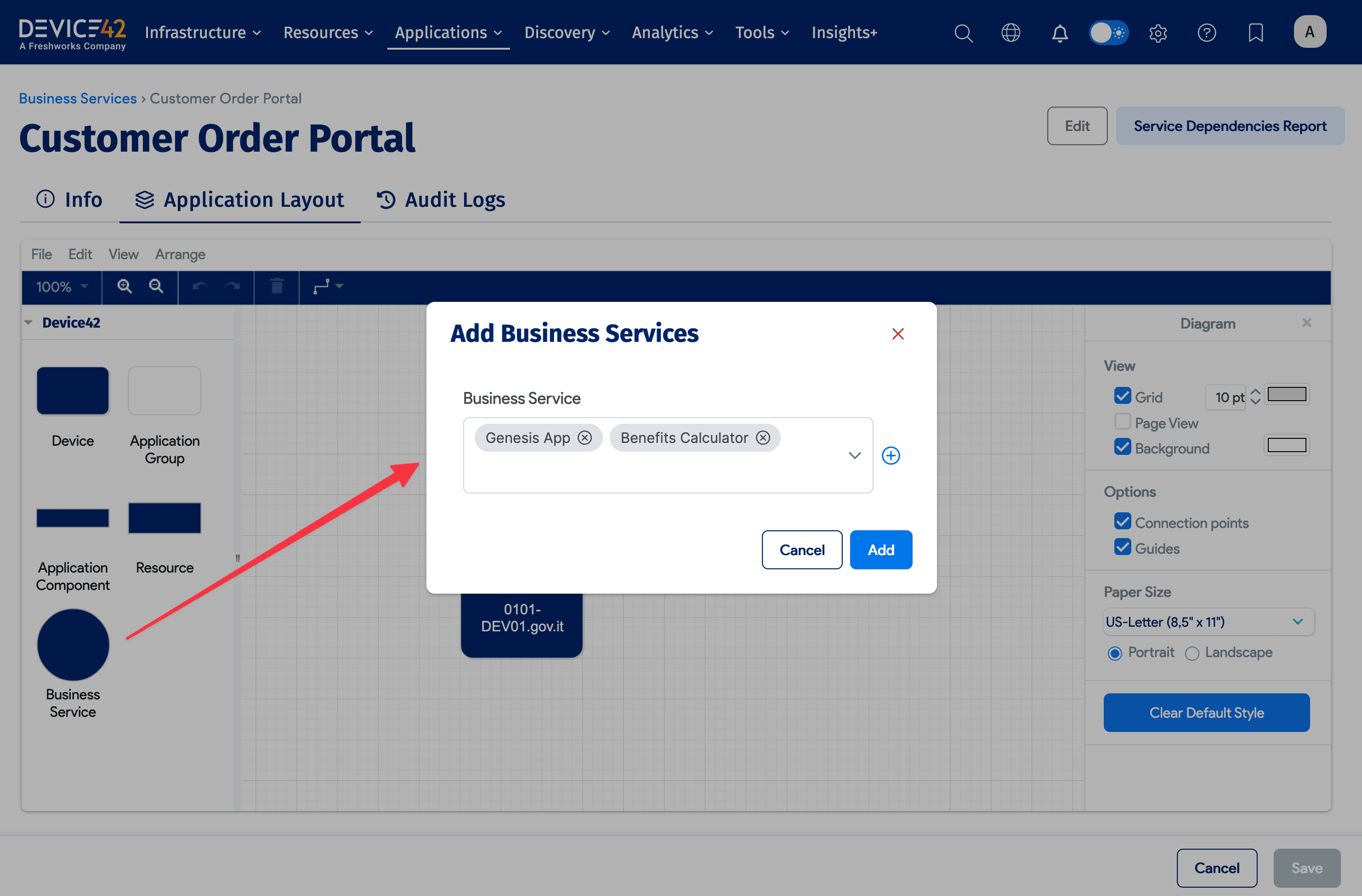 Business Service add box
