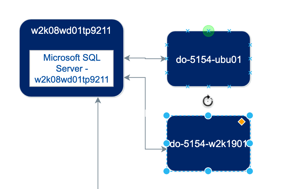 Hover over object to show connection points