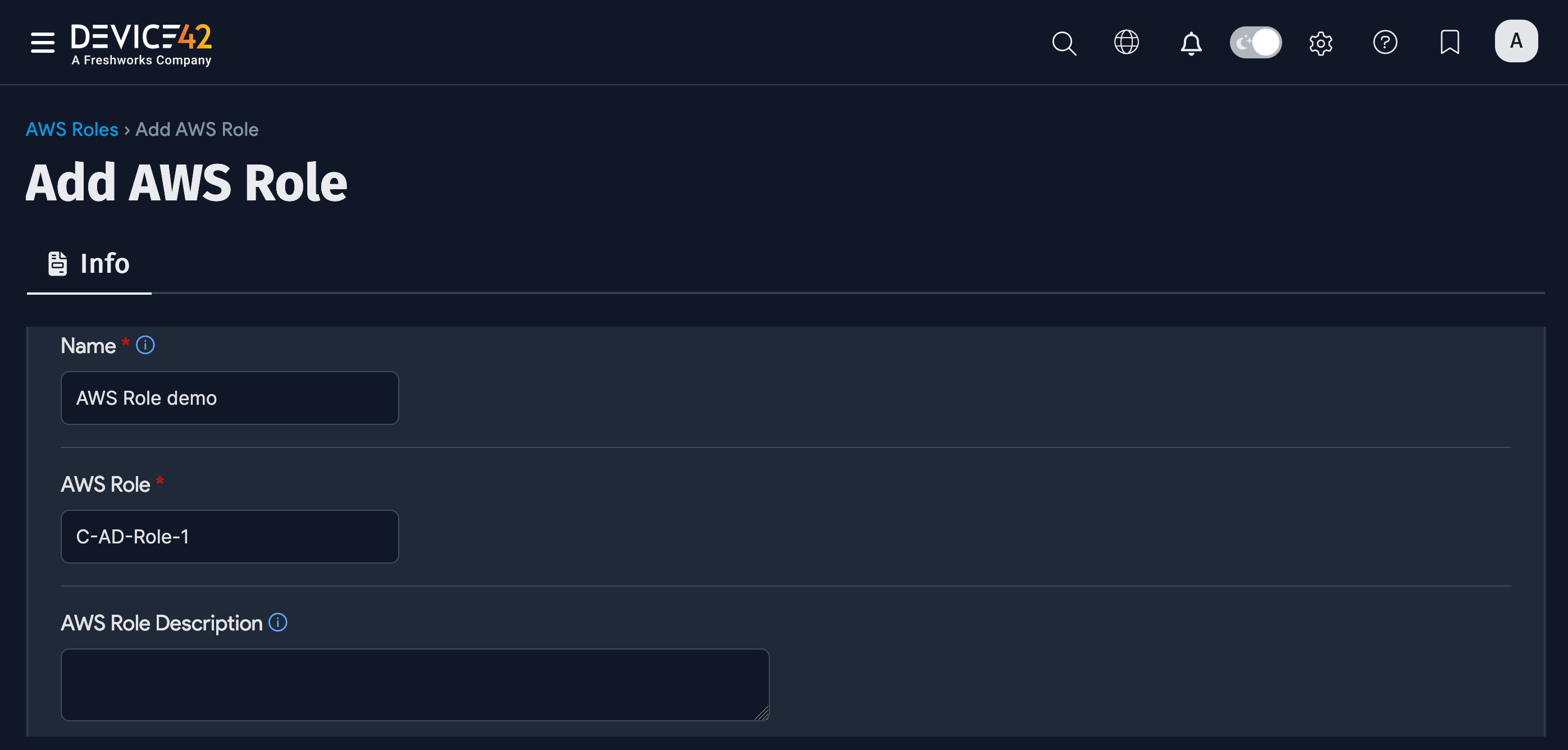 Add a new AWS role