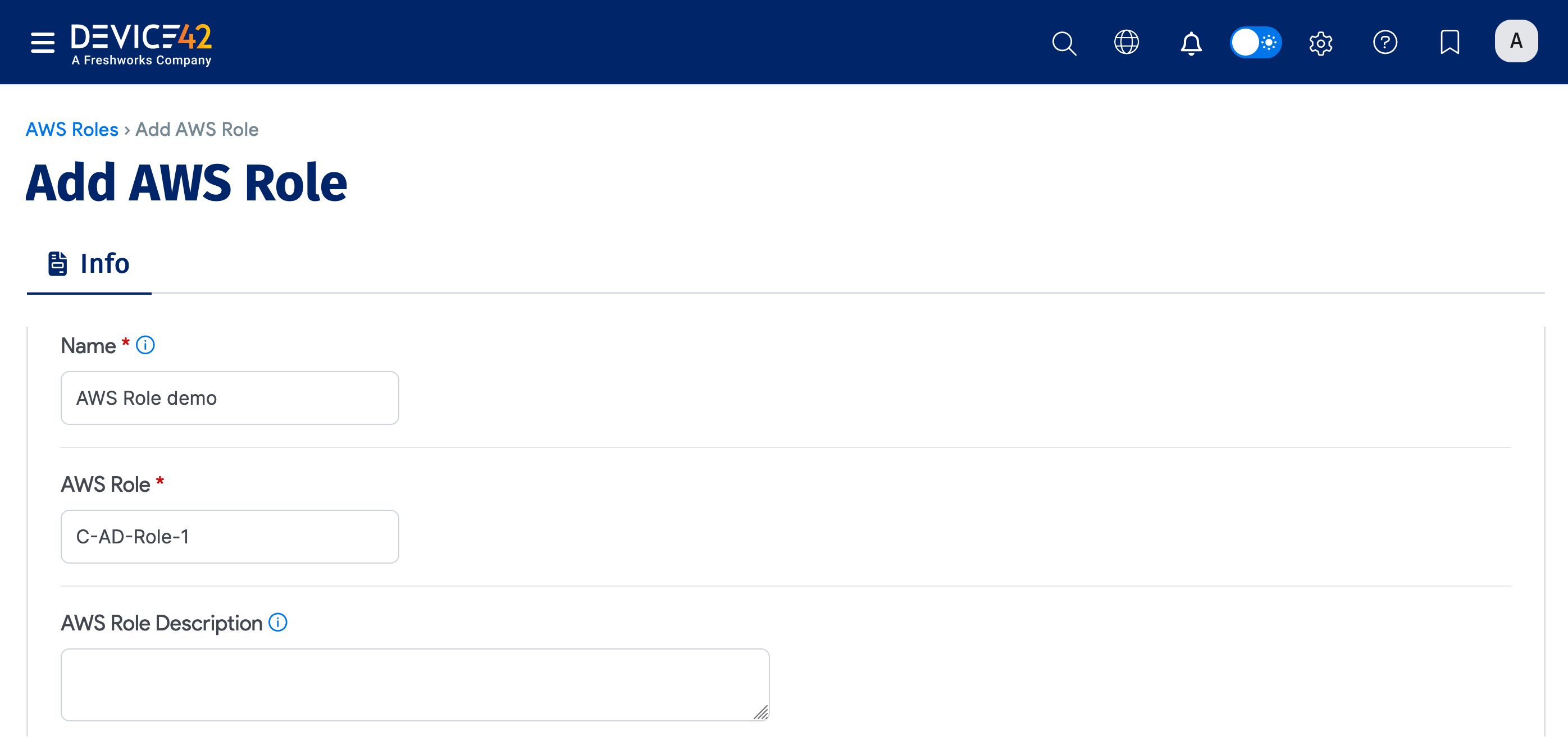 Add a new AWS role