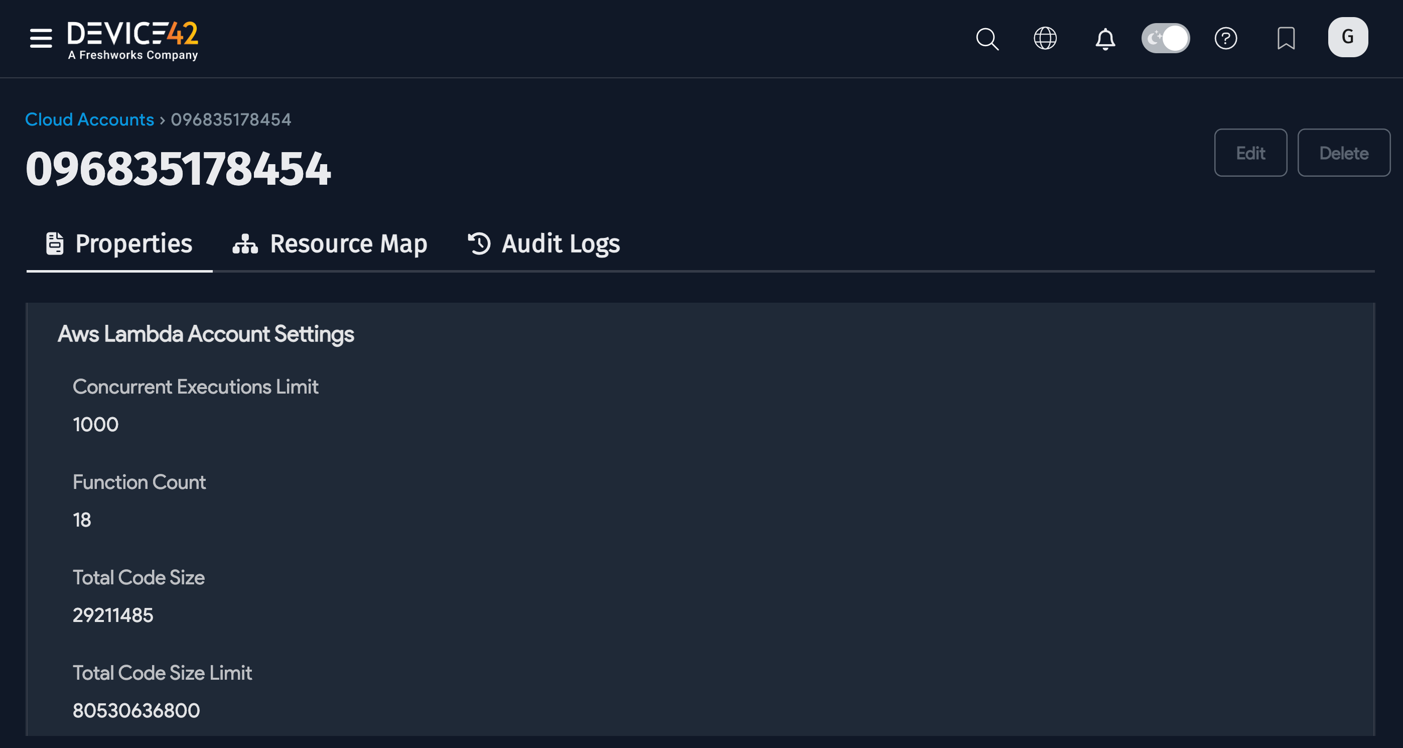 AWS Lambda settings