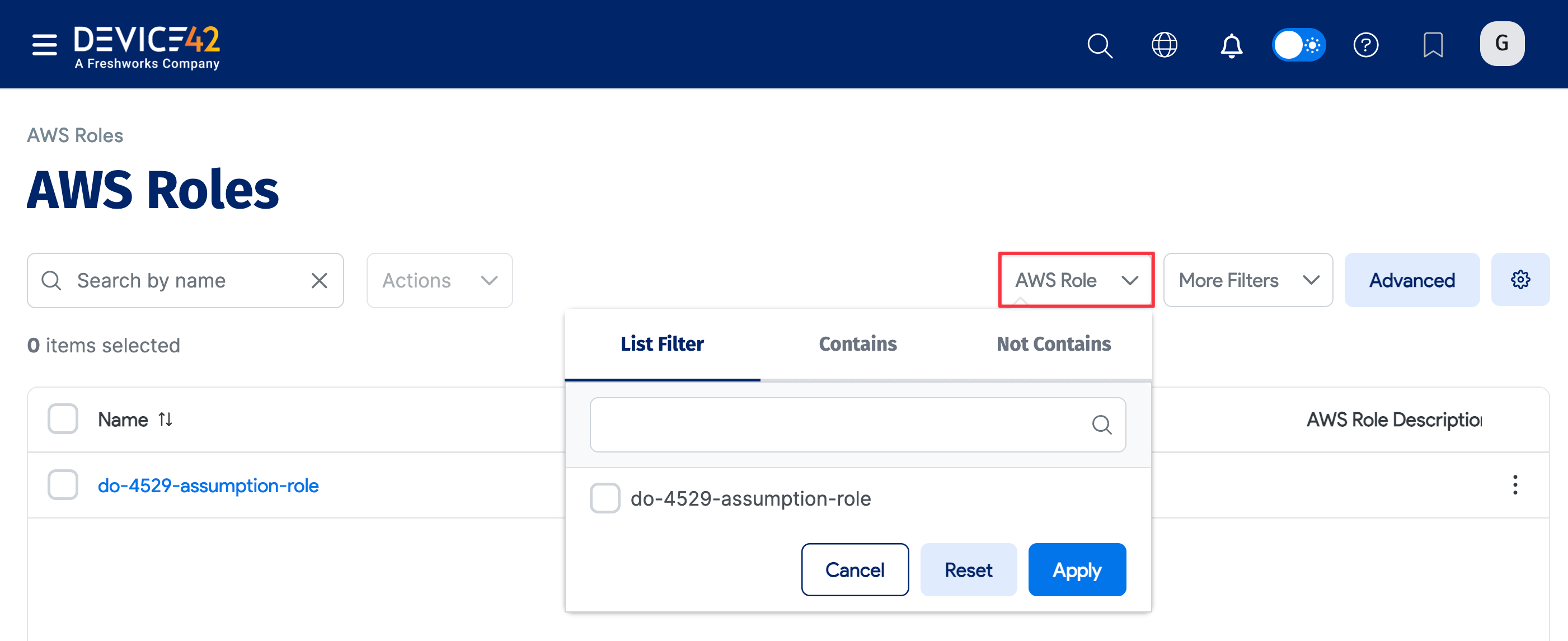 View AWS roles
