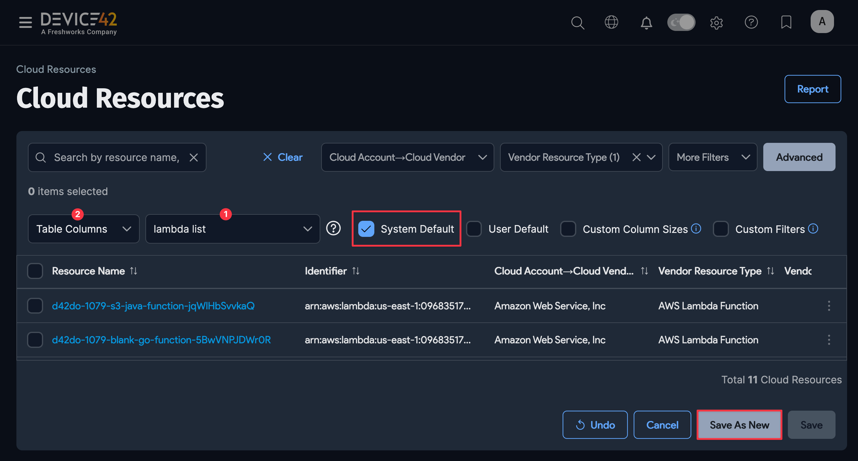 Save list page view