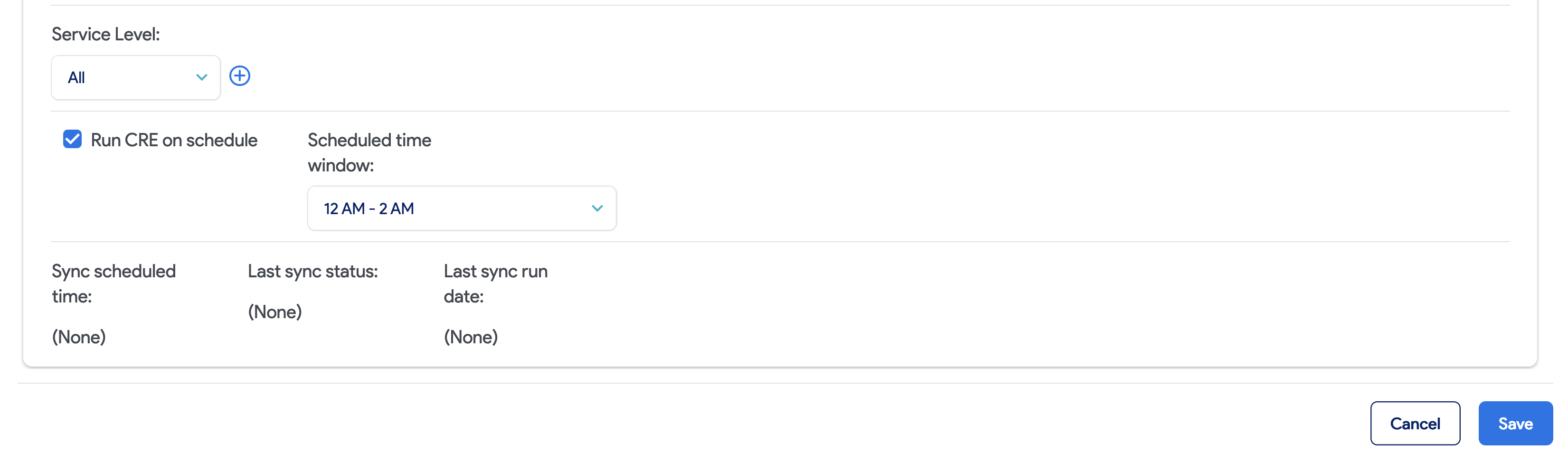 CRE schedule fields