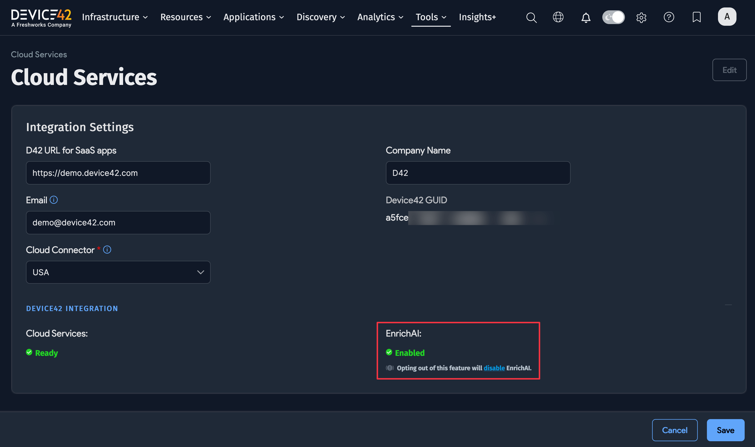 Cloud services page