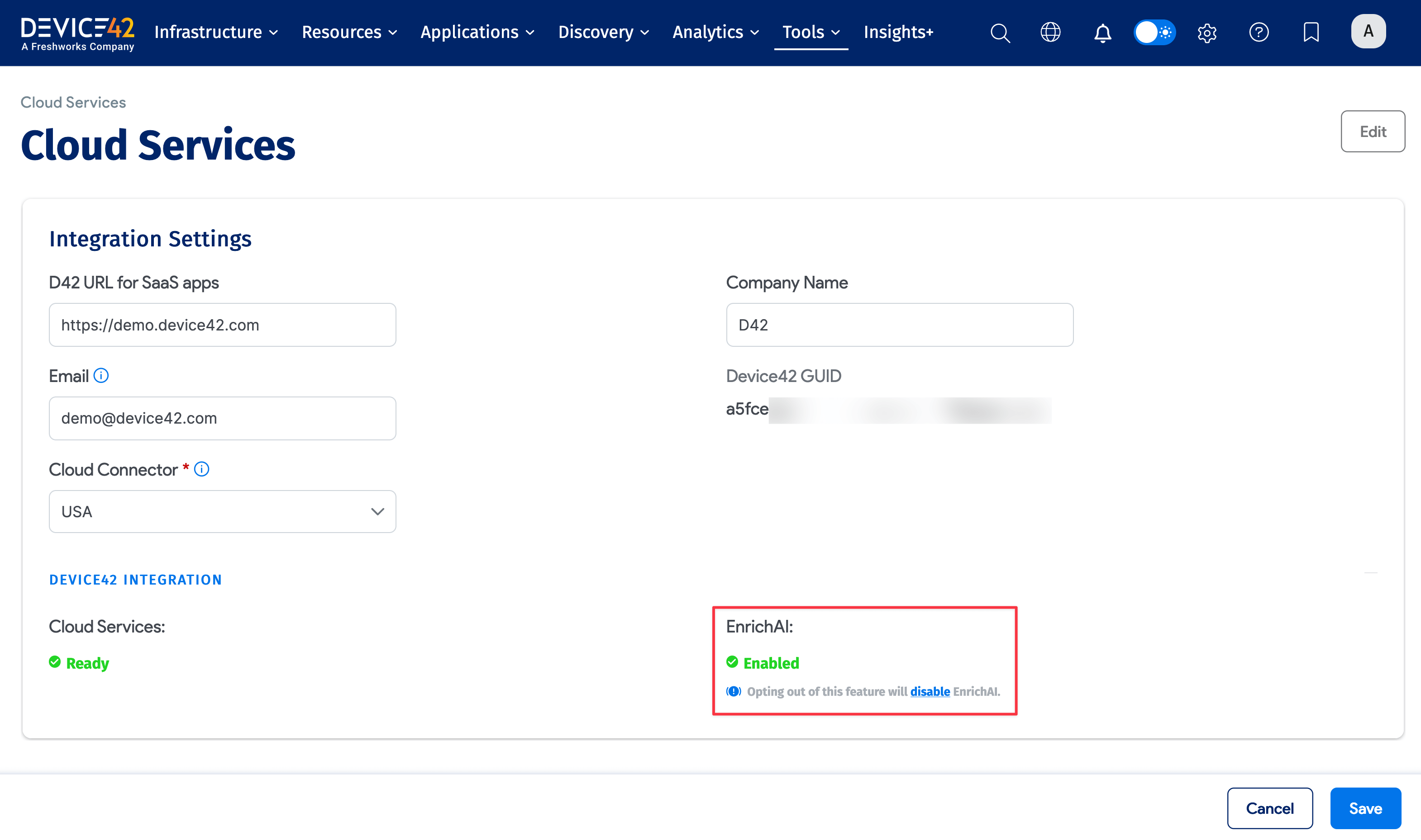 Cloud services page