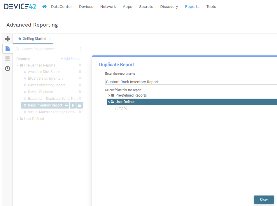 Copy existing report