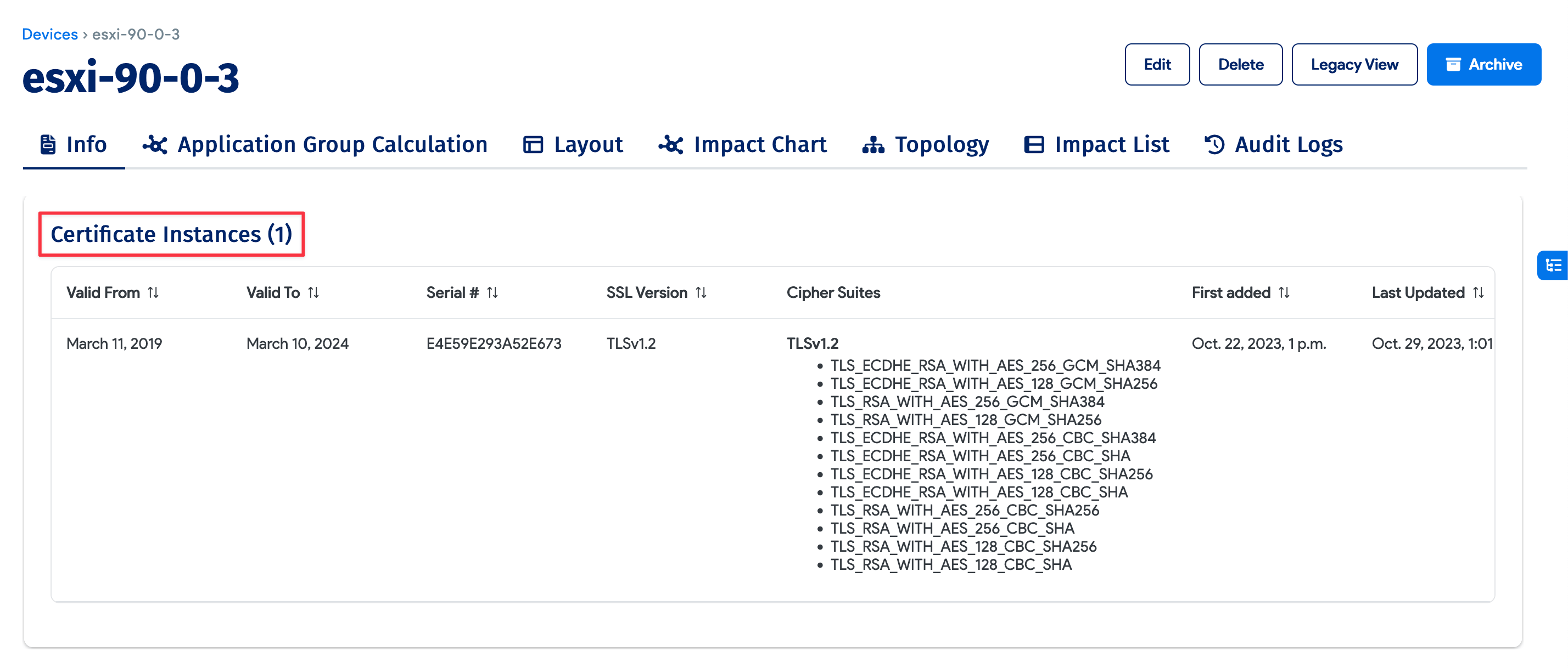 Certificate Instances