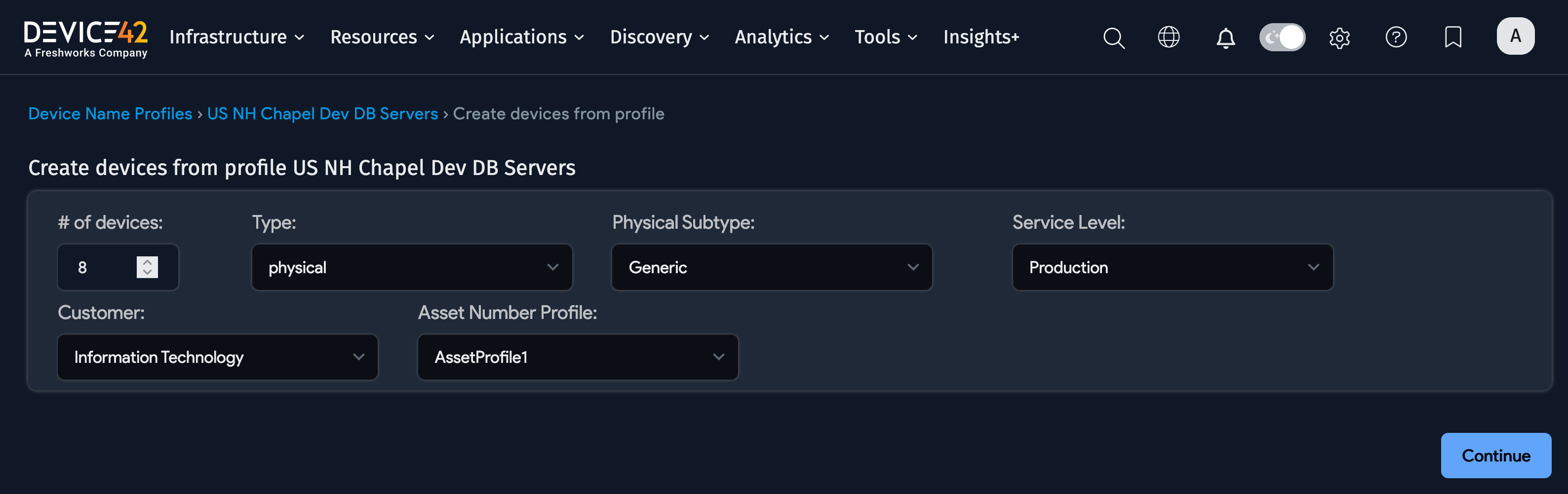 Create from profile