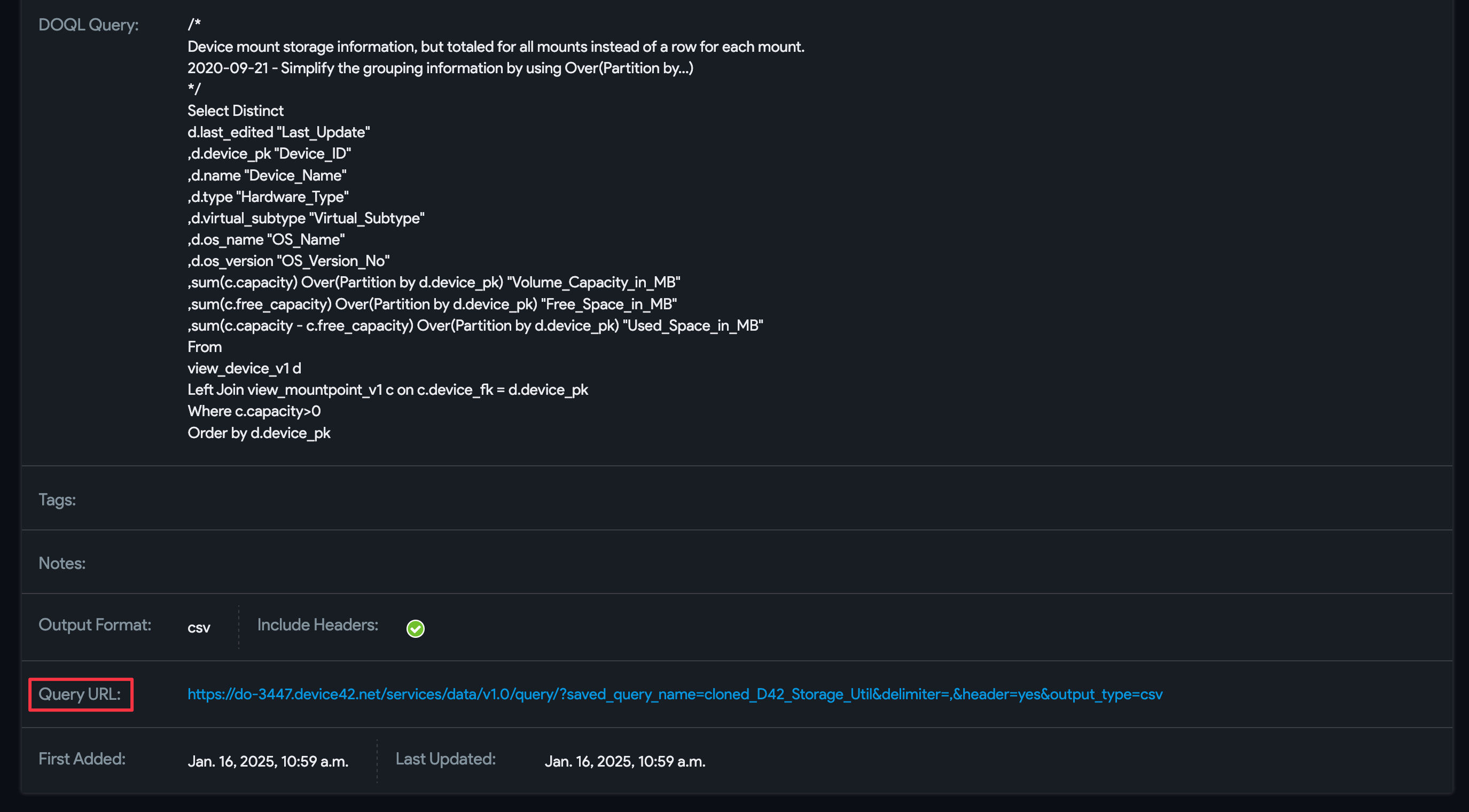 View saved DOQL Query