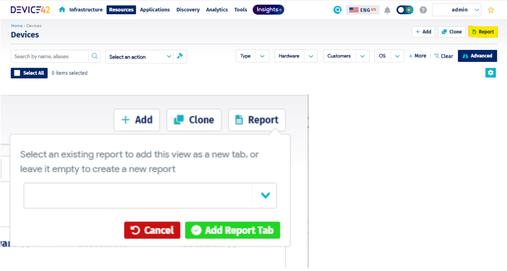 Devices report button