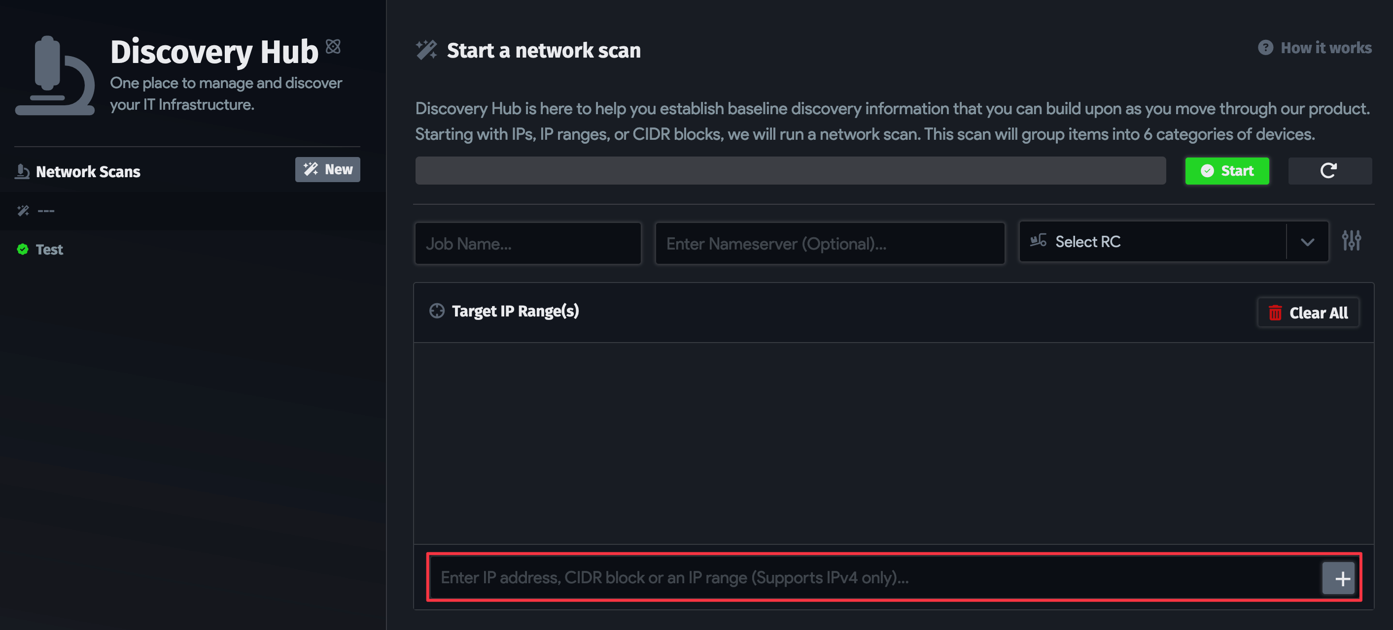Discovery Hub menu