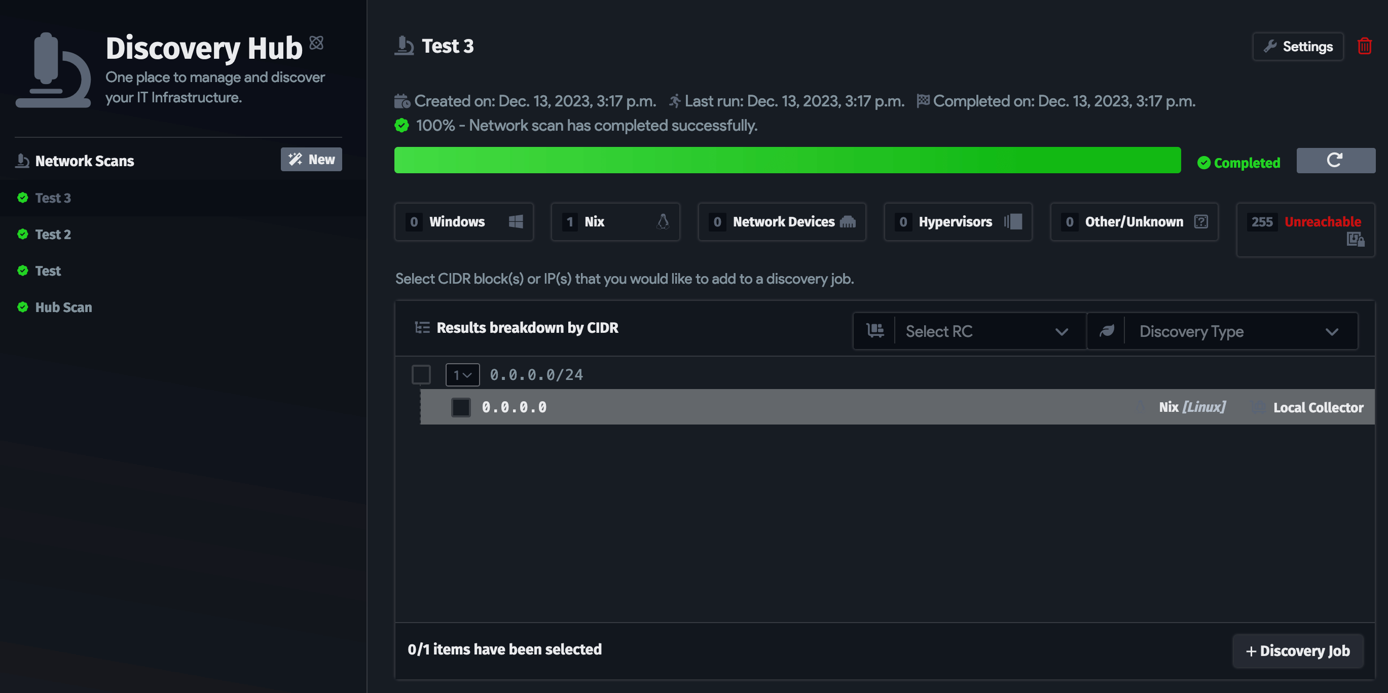 Scan results by CIDR block