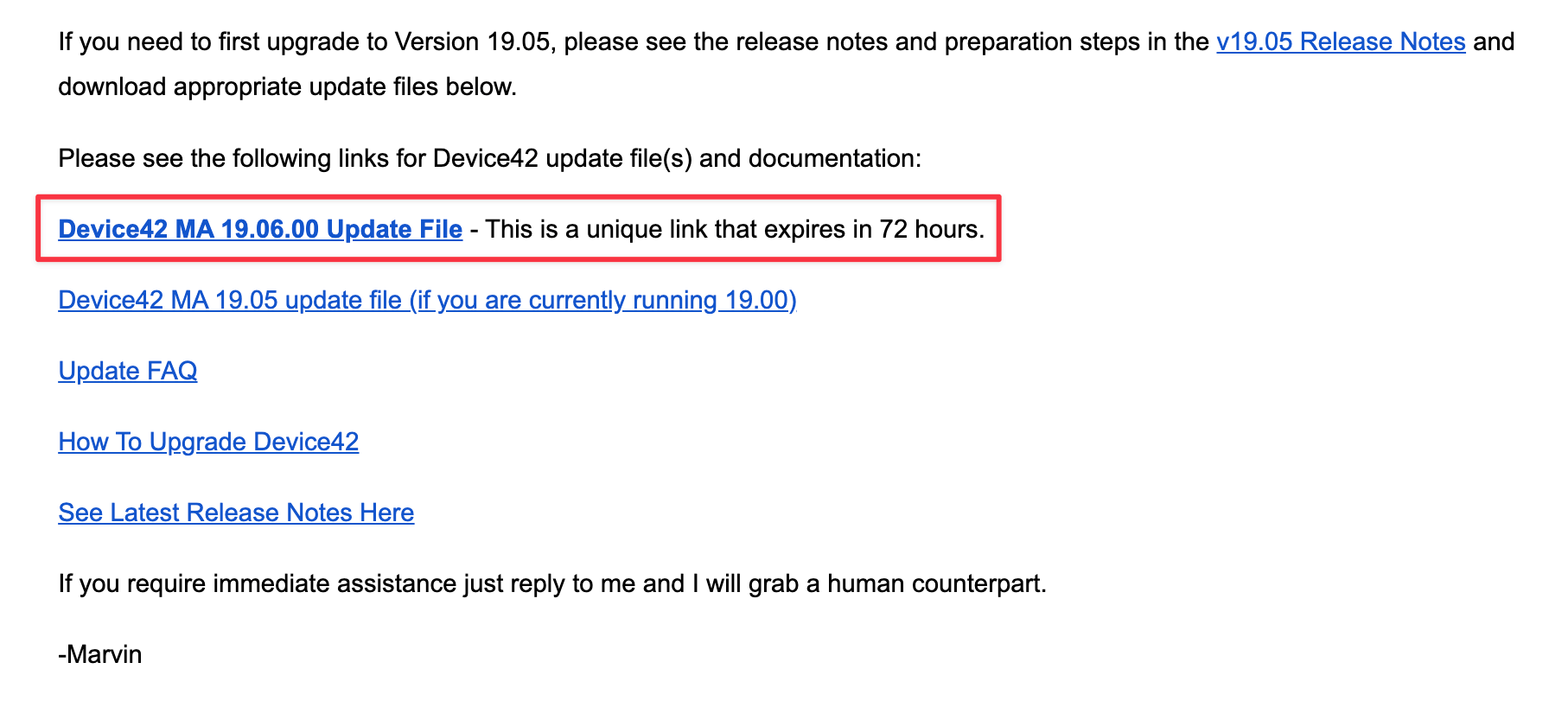 Email with links