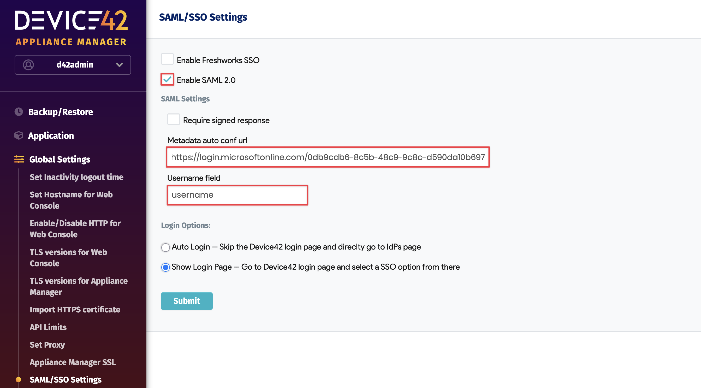 Enter SAML username