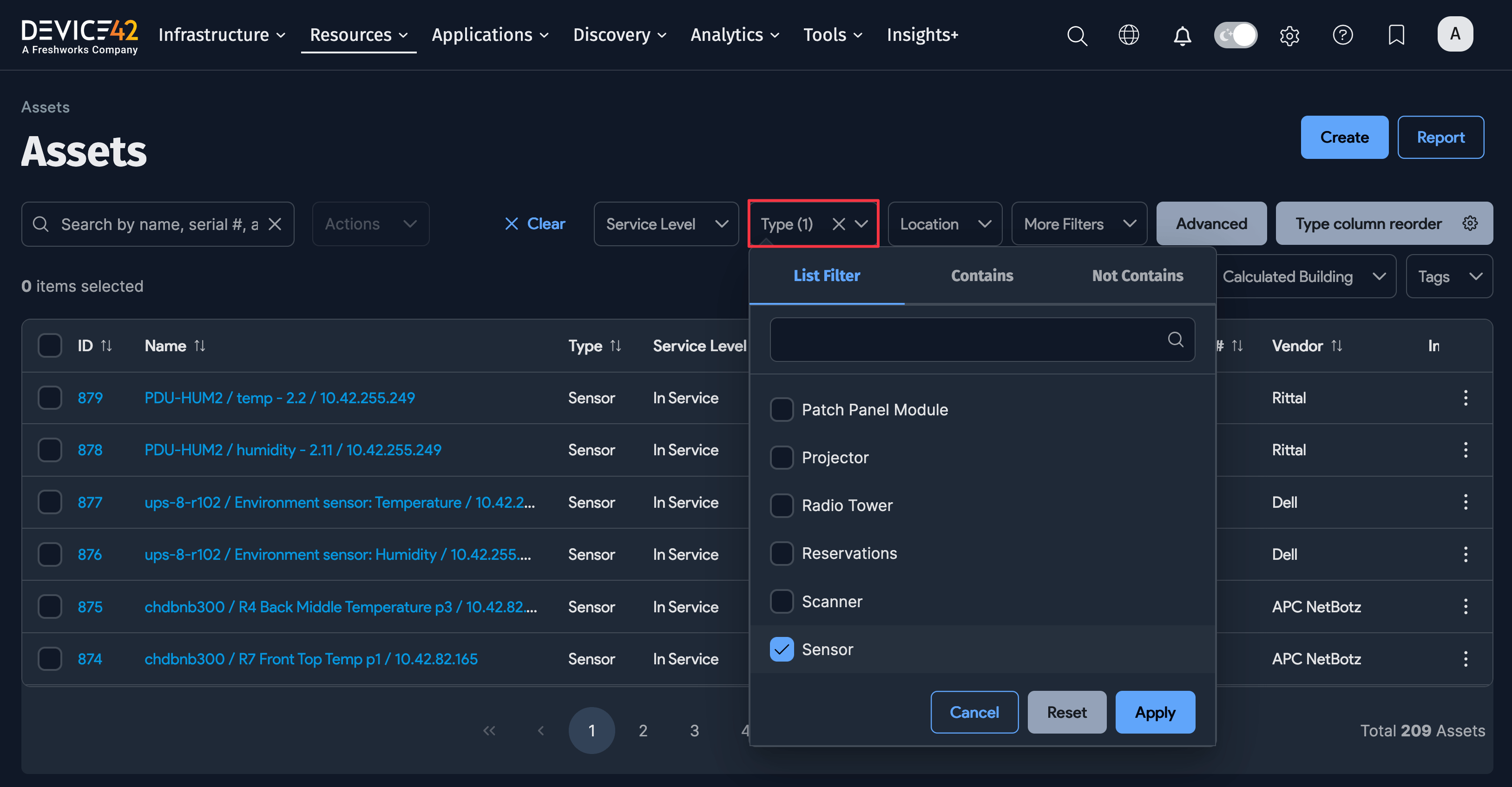 View discovered sensors