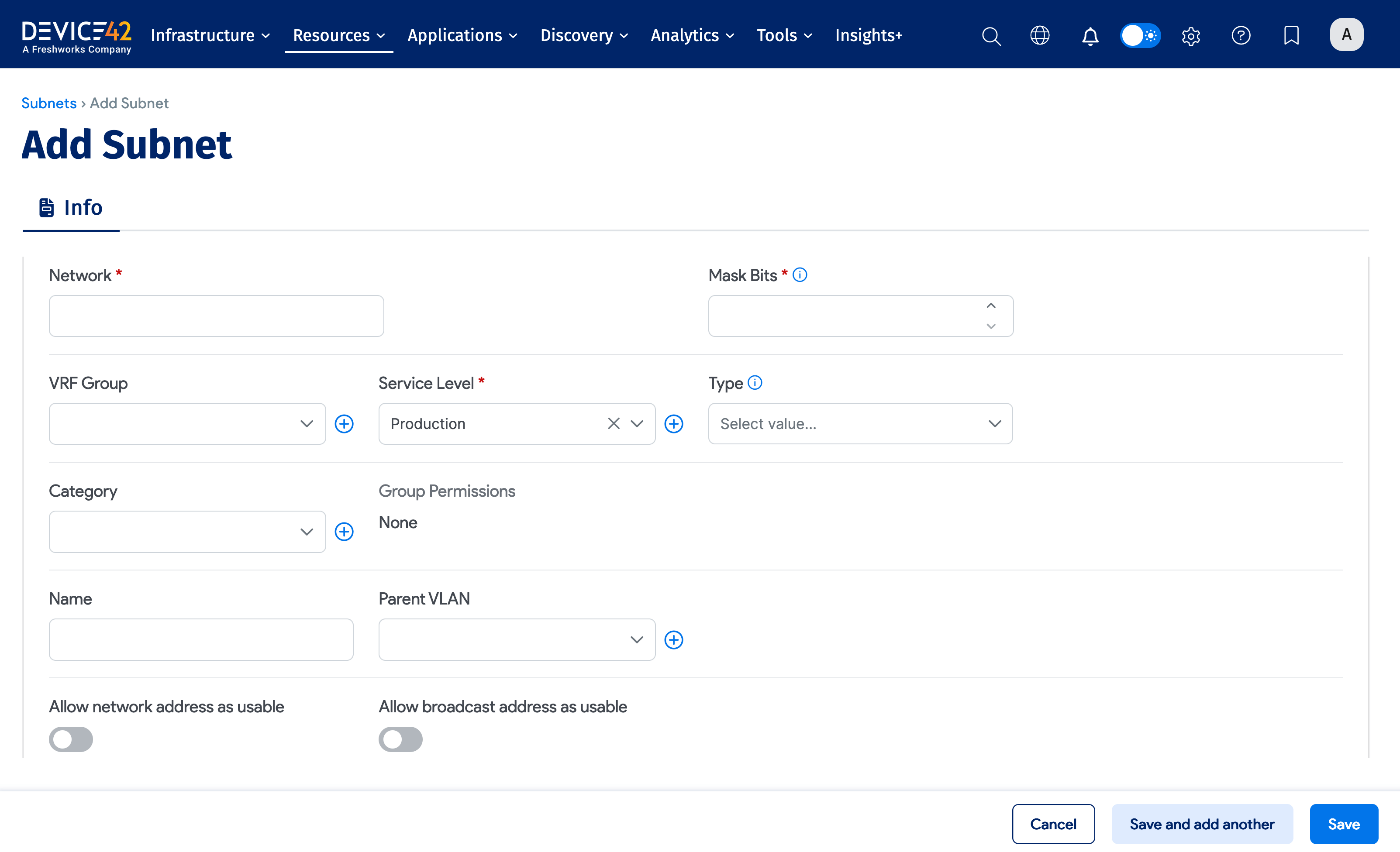 Create a new subnet