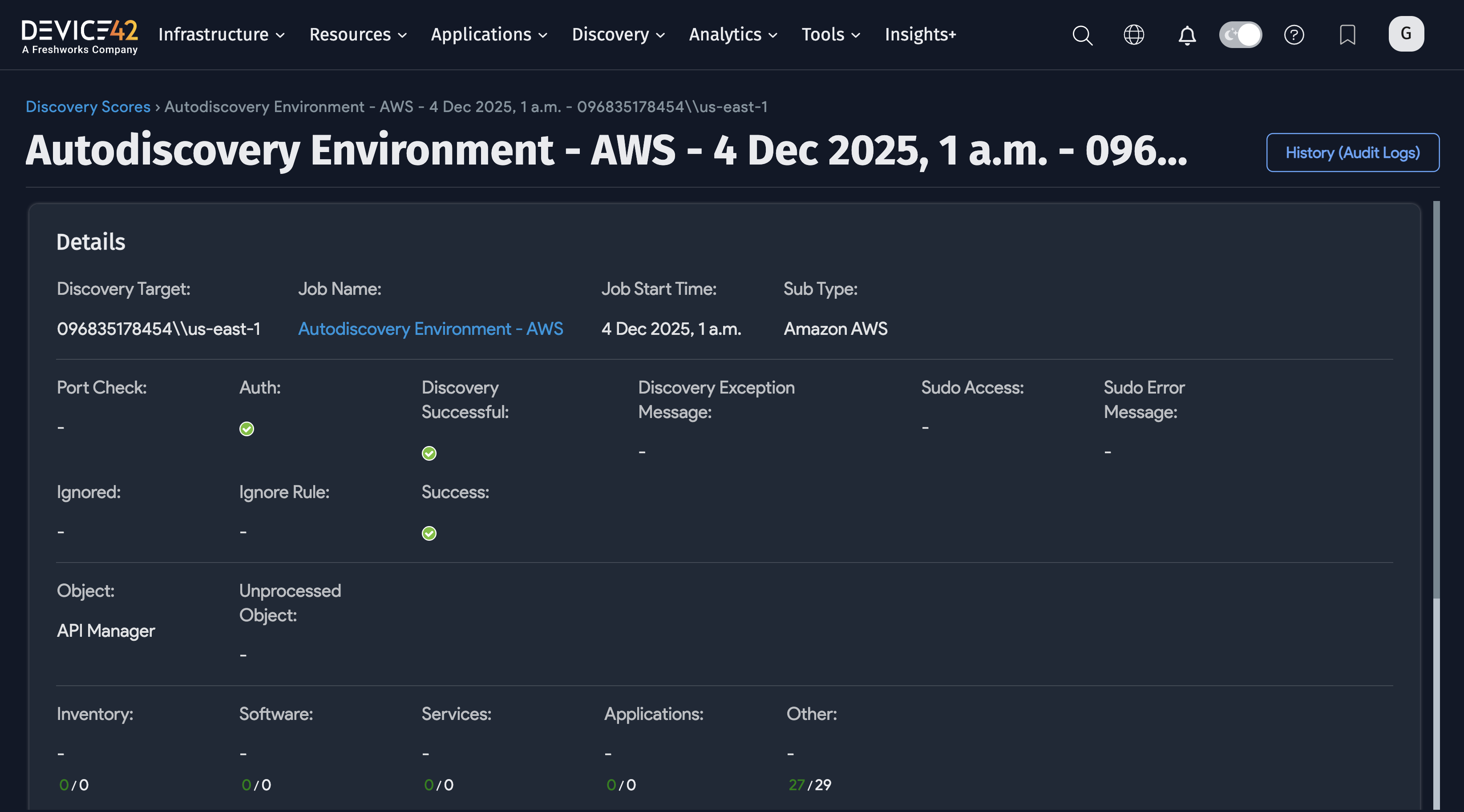 Discovery Scores Details