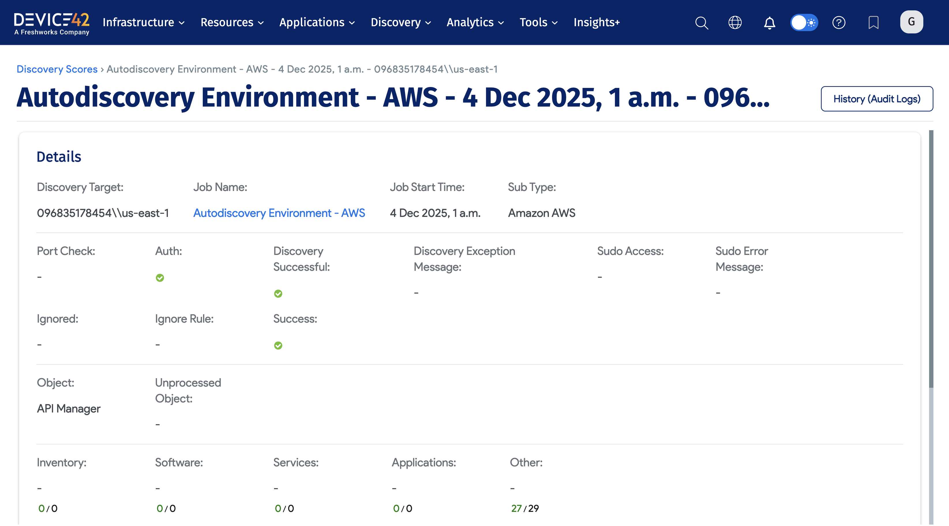 Discovery Scores Details