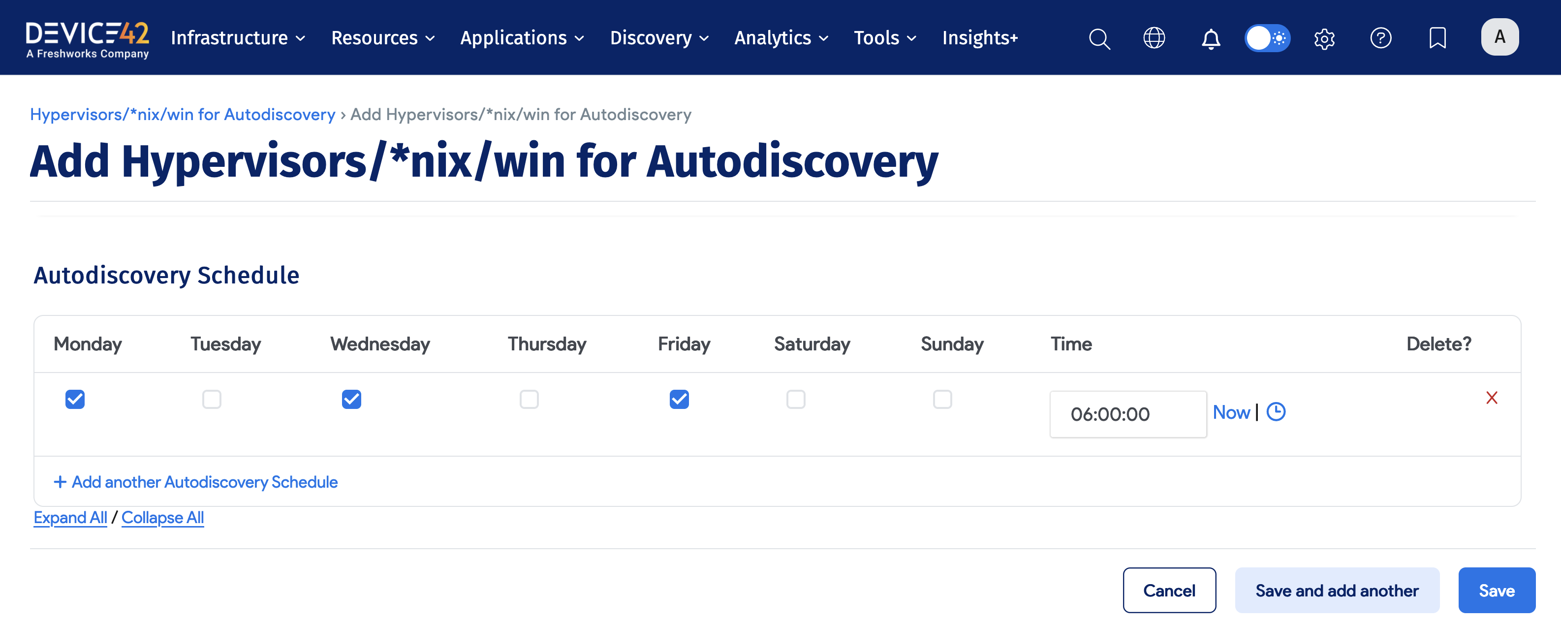 Schedule discovery job