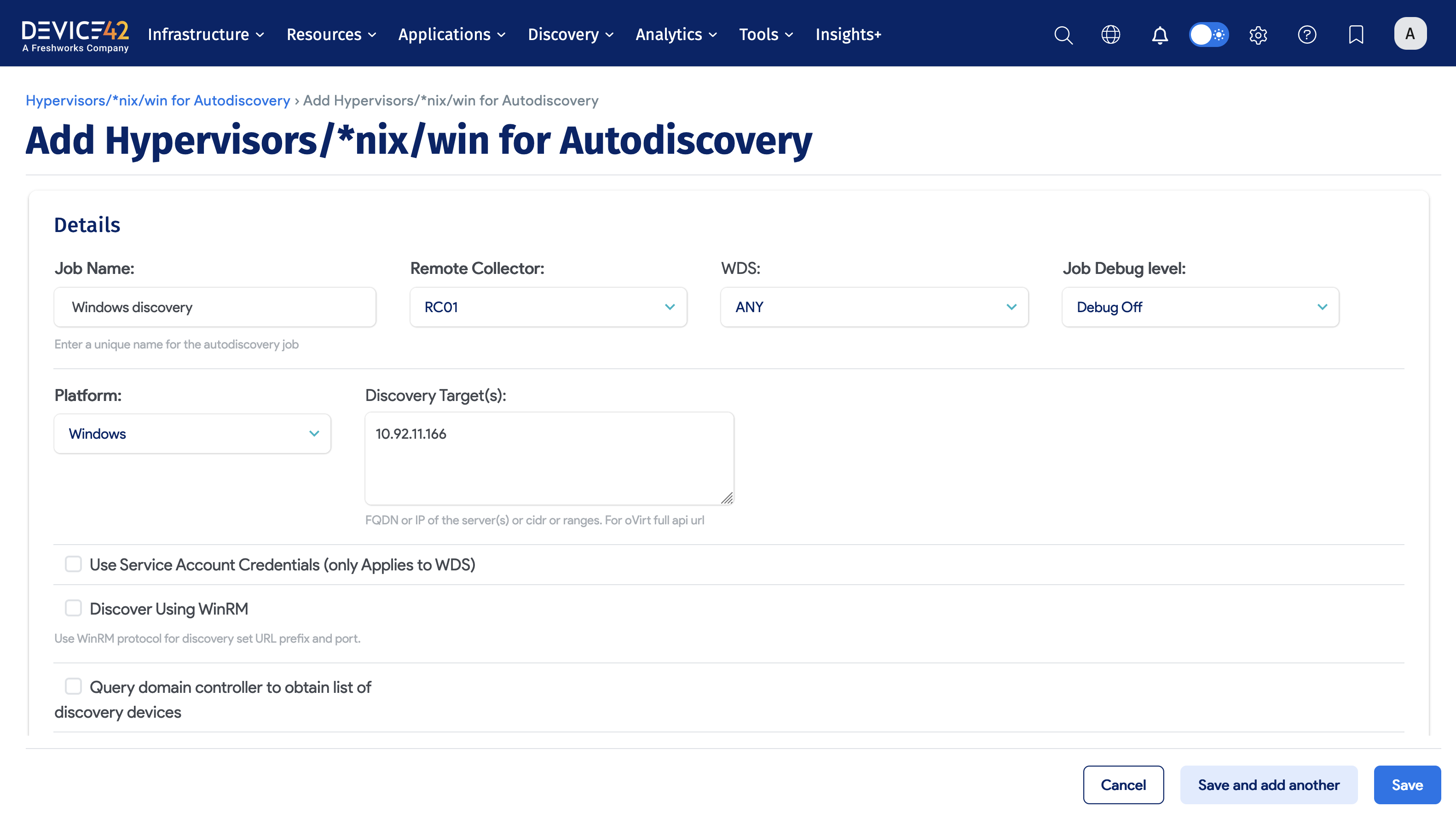 Windows discovery job