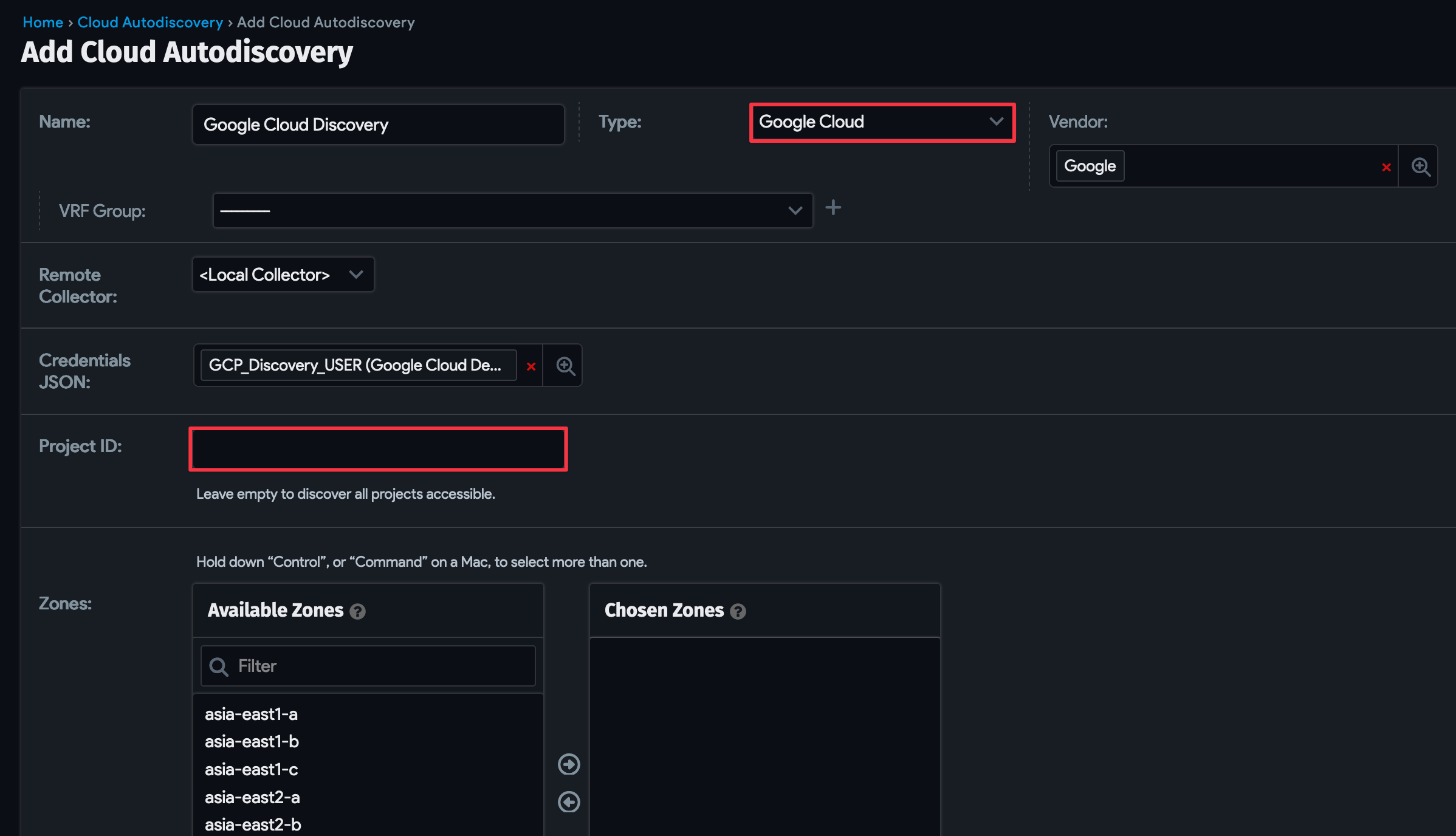 Google Cloud Platform Autodiscovery | Device42