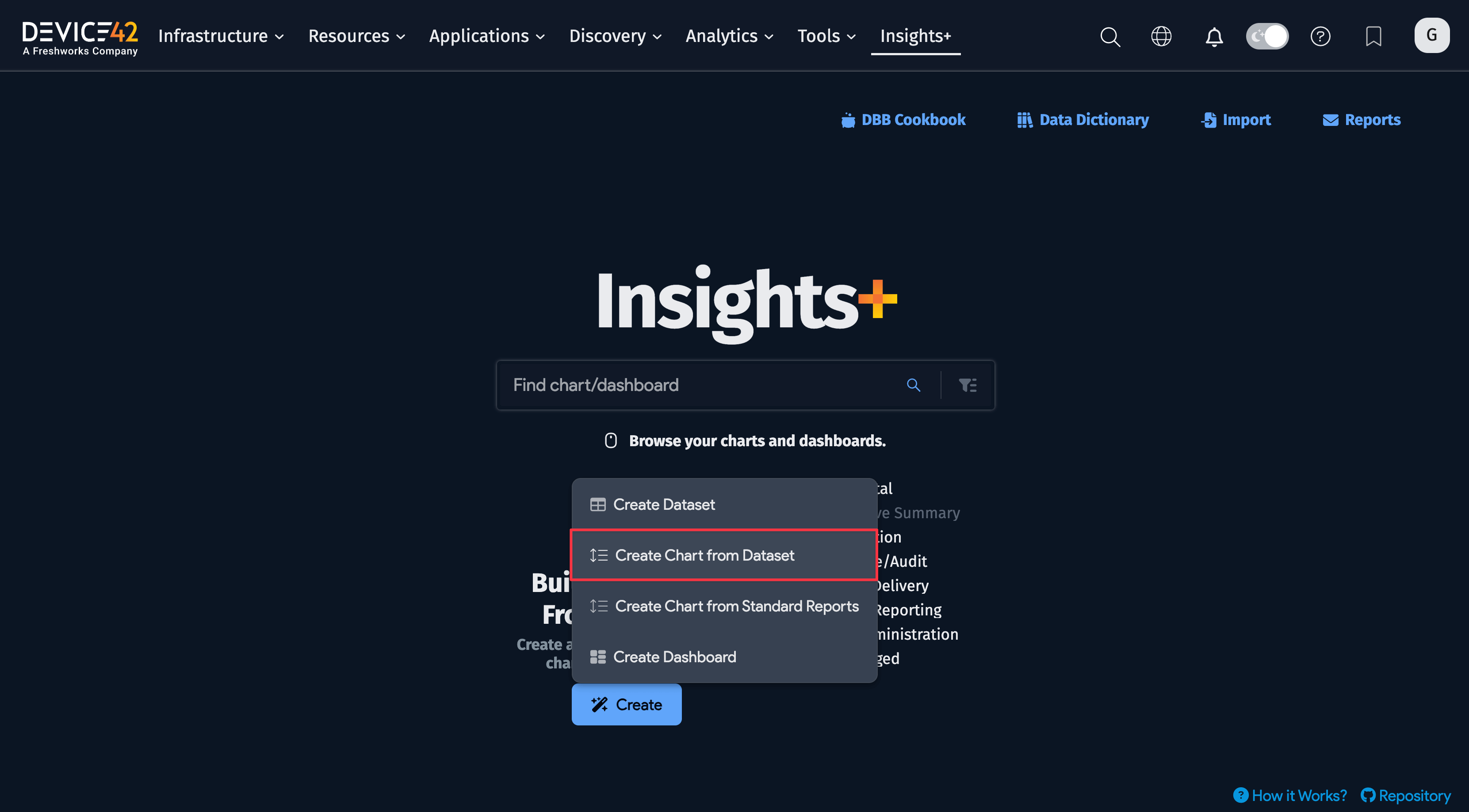 Select create new chart