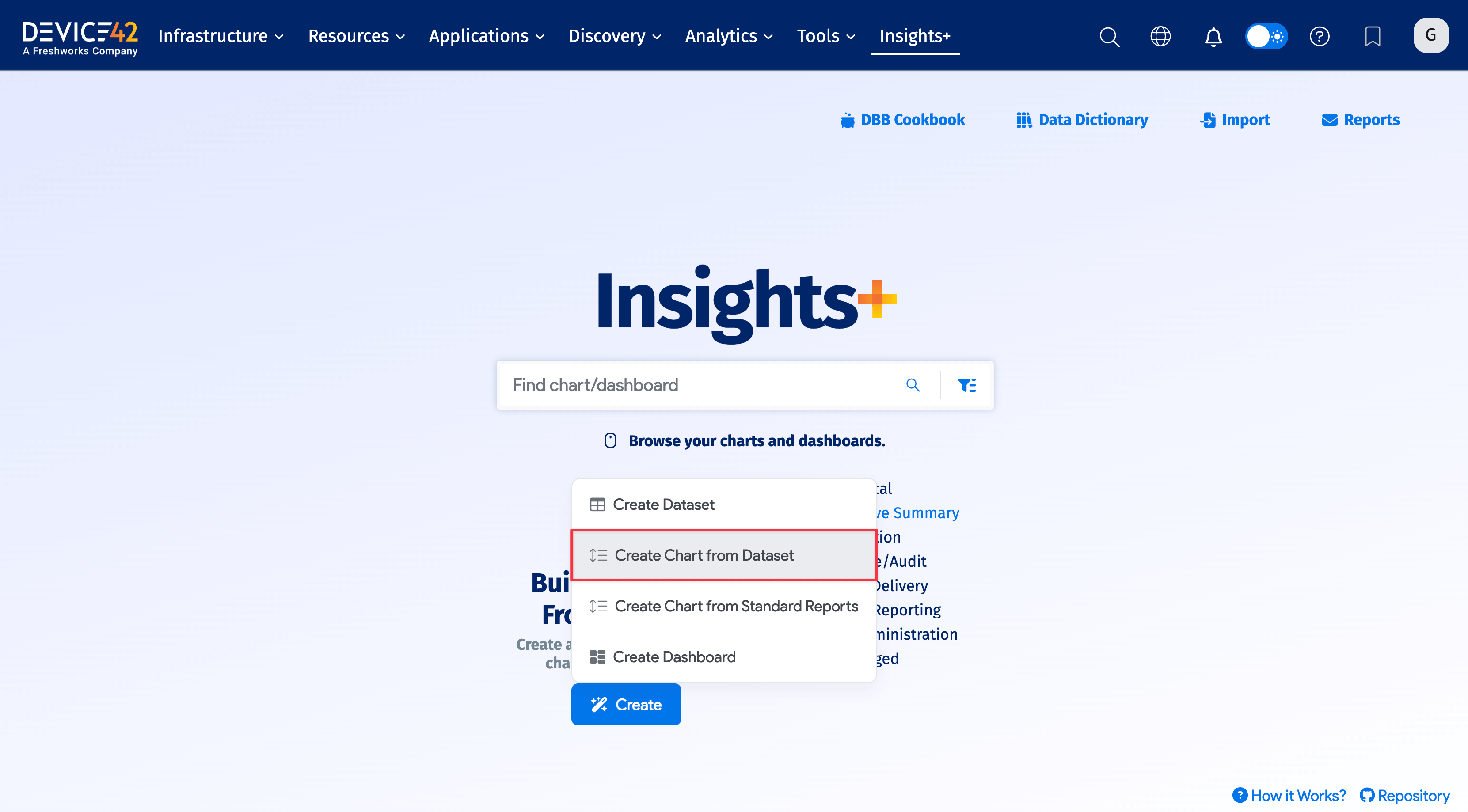 Select create new chart