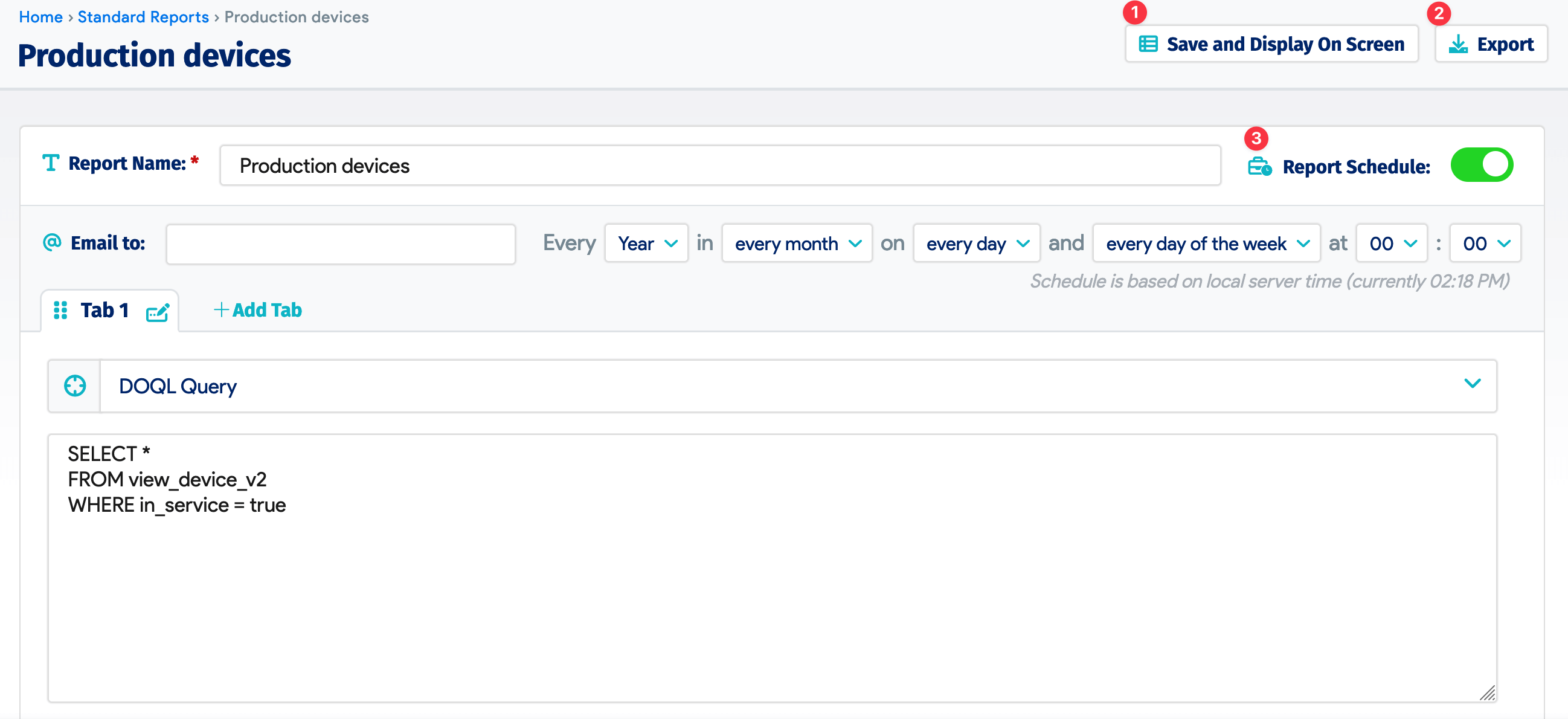 Report page options